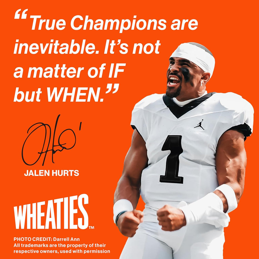 Wheaties Cereal, Breakfast of Champions, Jalen Hurts Cereal Box, 100% Whole