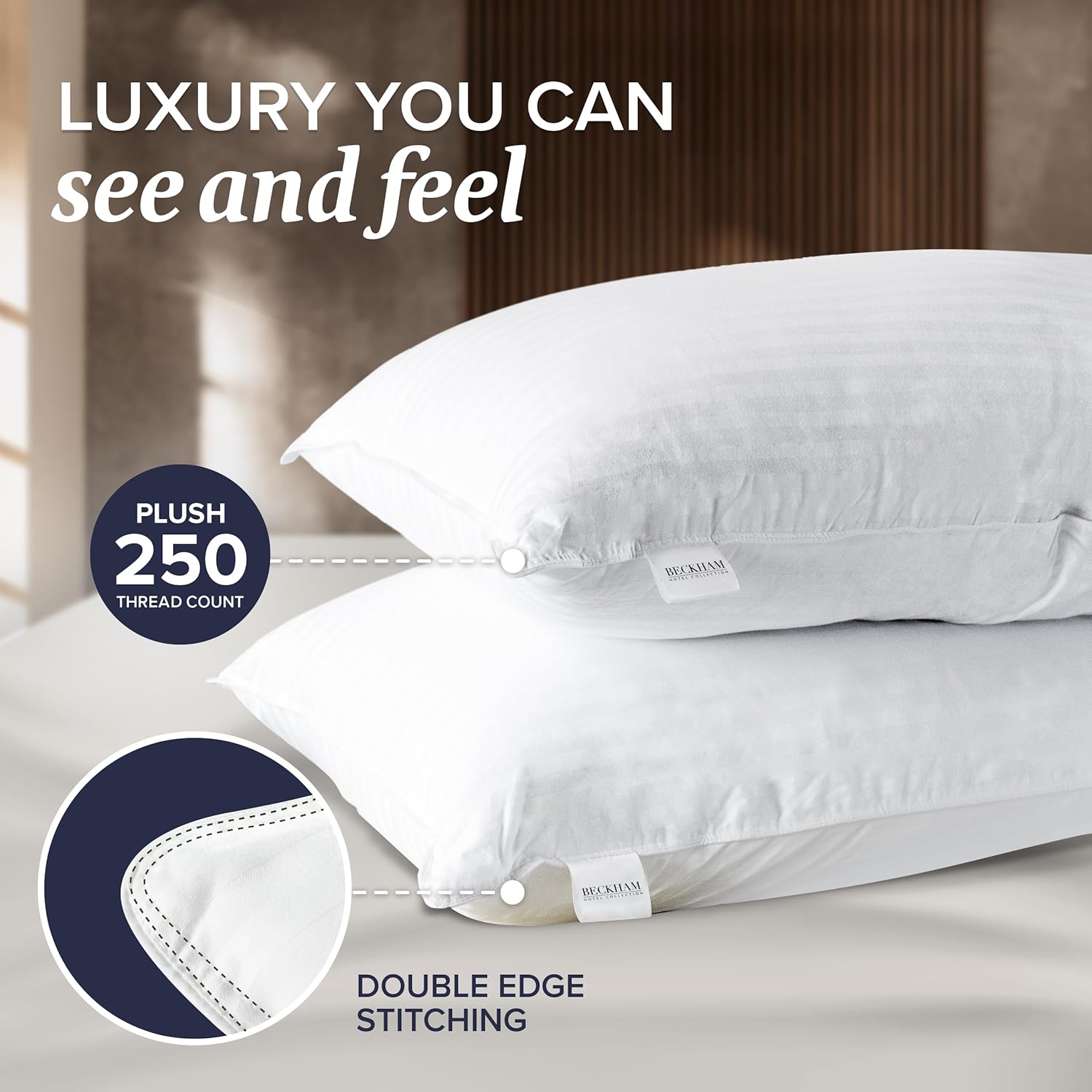 Beckham Hotel Collection Bed Pillows Standard/Queen Size Set of 2 - Original