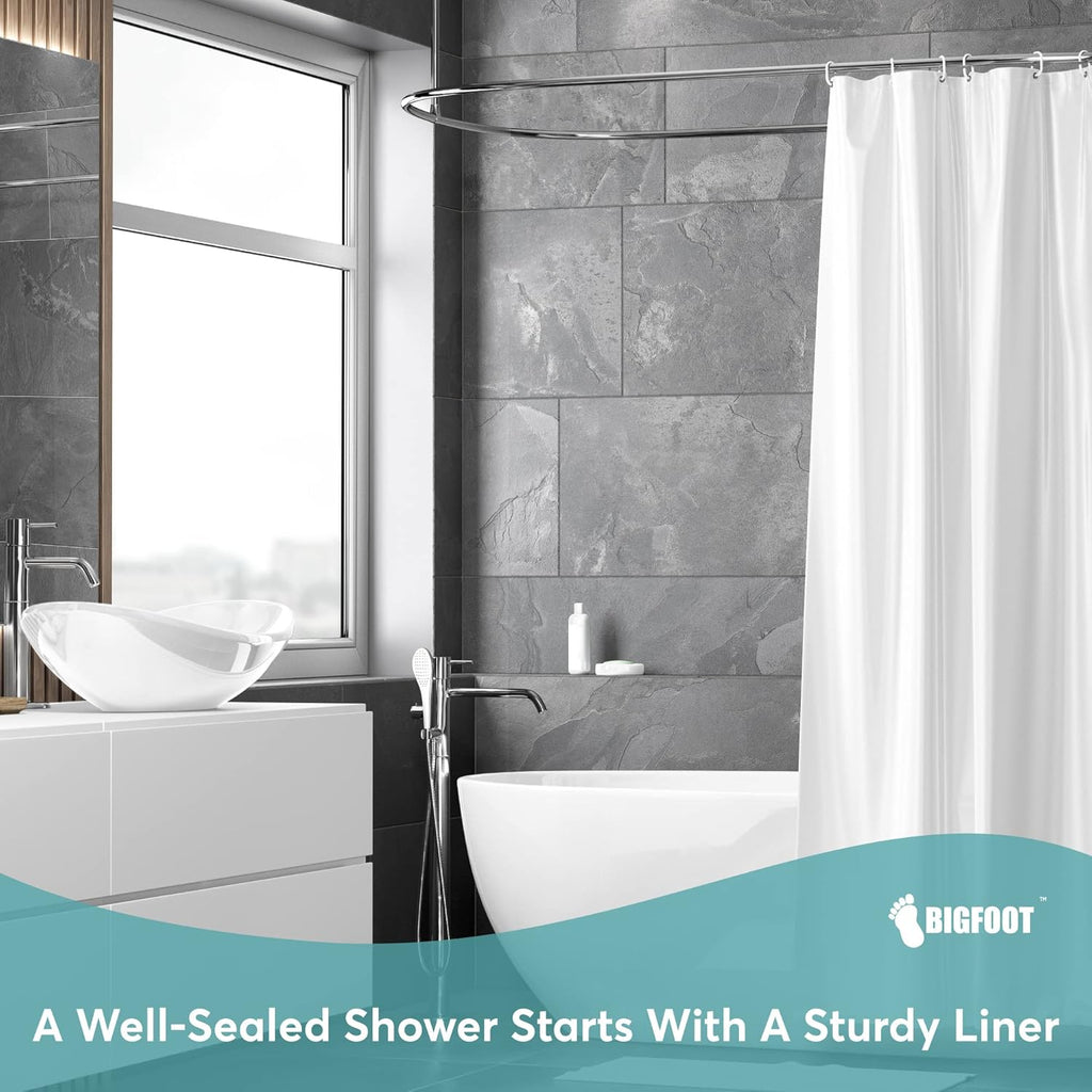 BigFoot Clear Shower Curtain Liner - 72x72 Odorless Plastic with Magnets