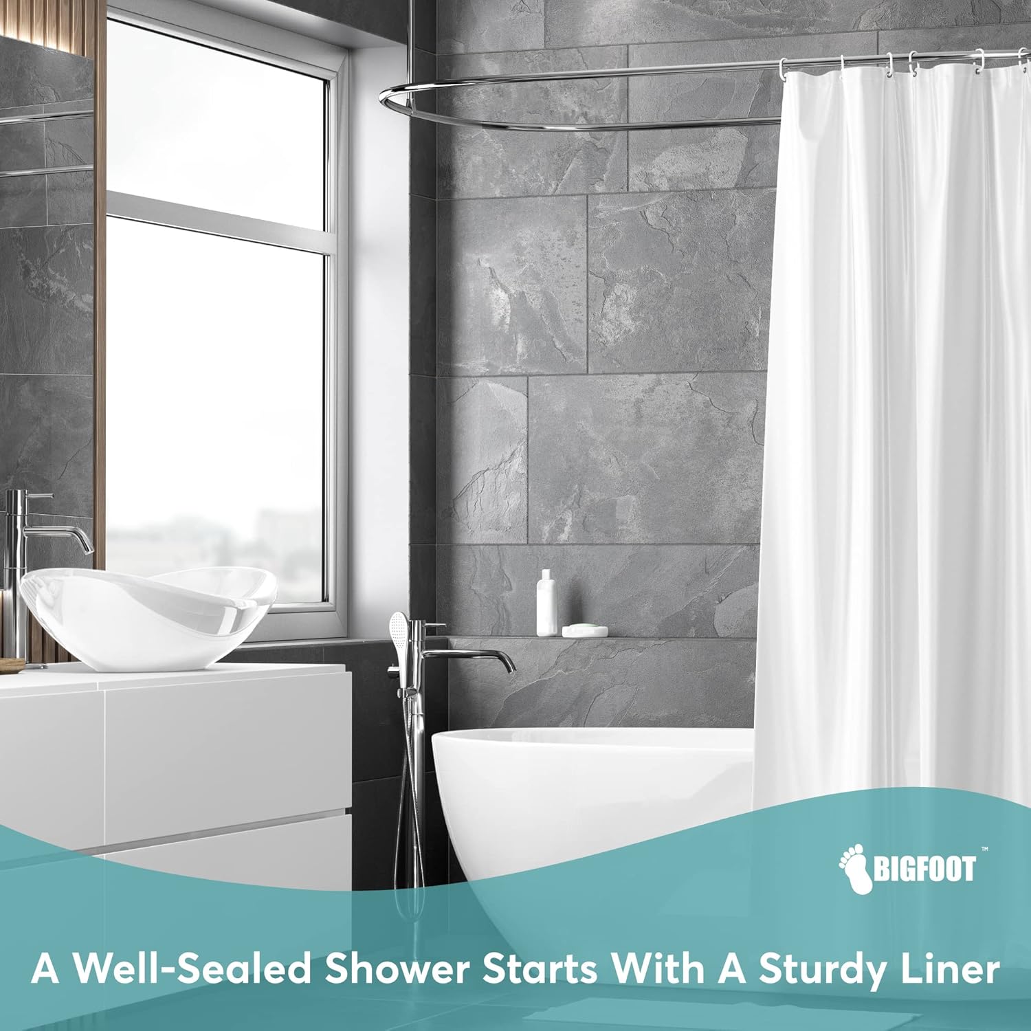 BigFoot Clear Shower Curtain Liner - 72x72 Odorless Plastic with Magnets