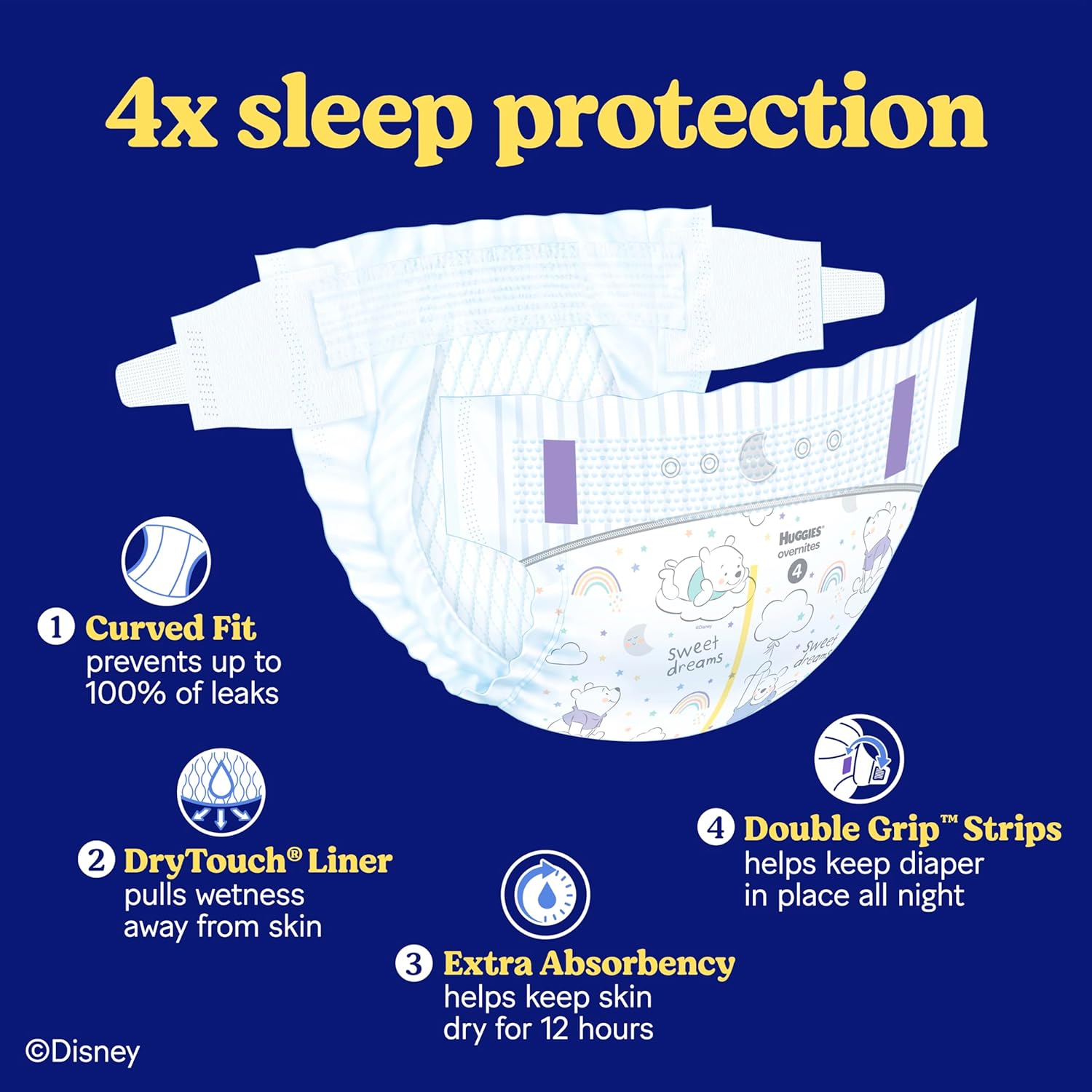 Huggies Overnites Size 5 Overnight Diapers (27+ lbs), 50 Ct, Packaging May