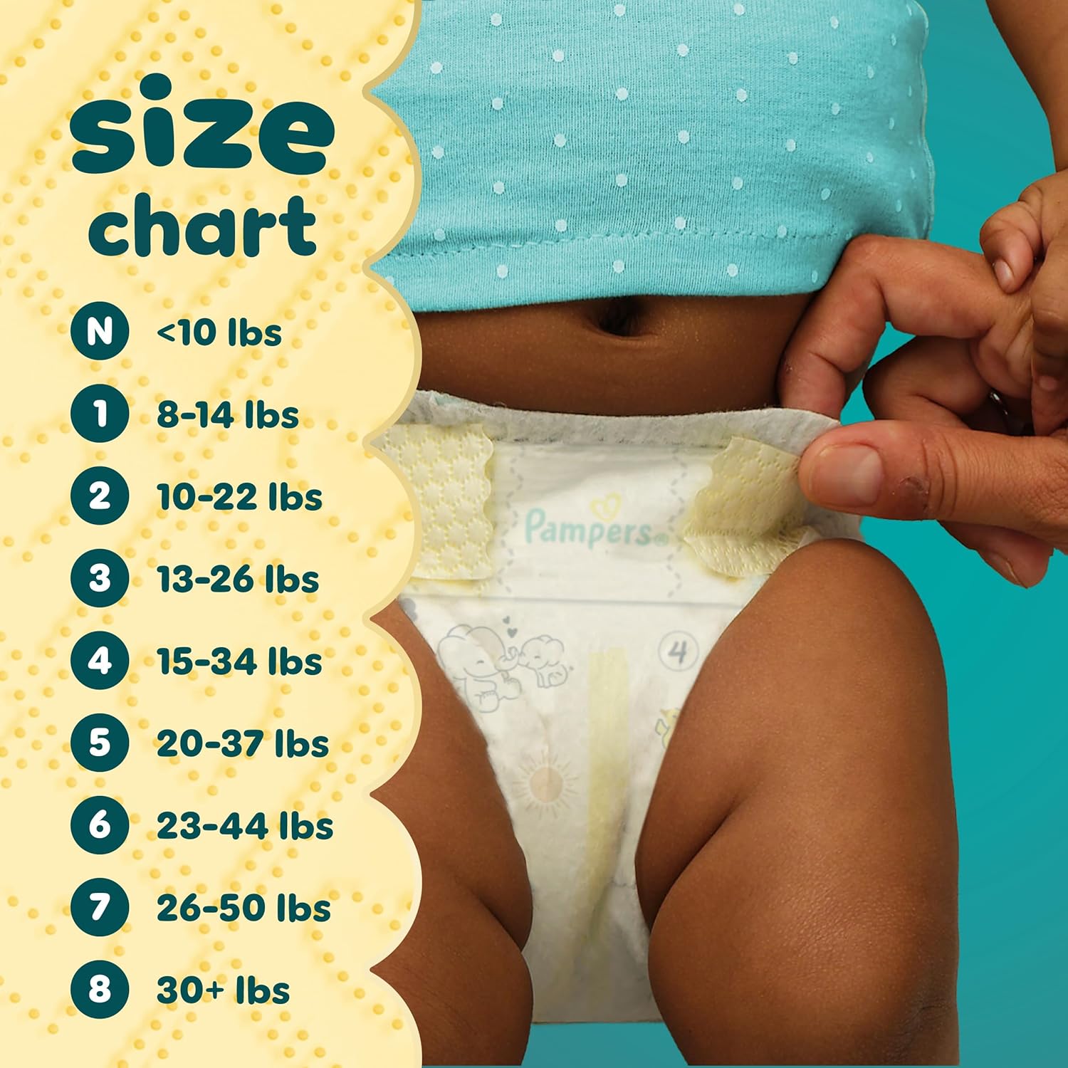 Pampers Swaddlers Diapers, Size 4 (15-34 lbs), 150 Count, Absorbent, Keeps