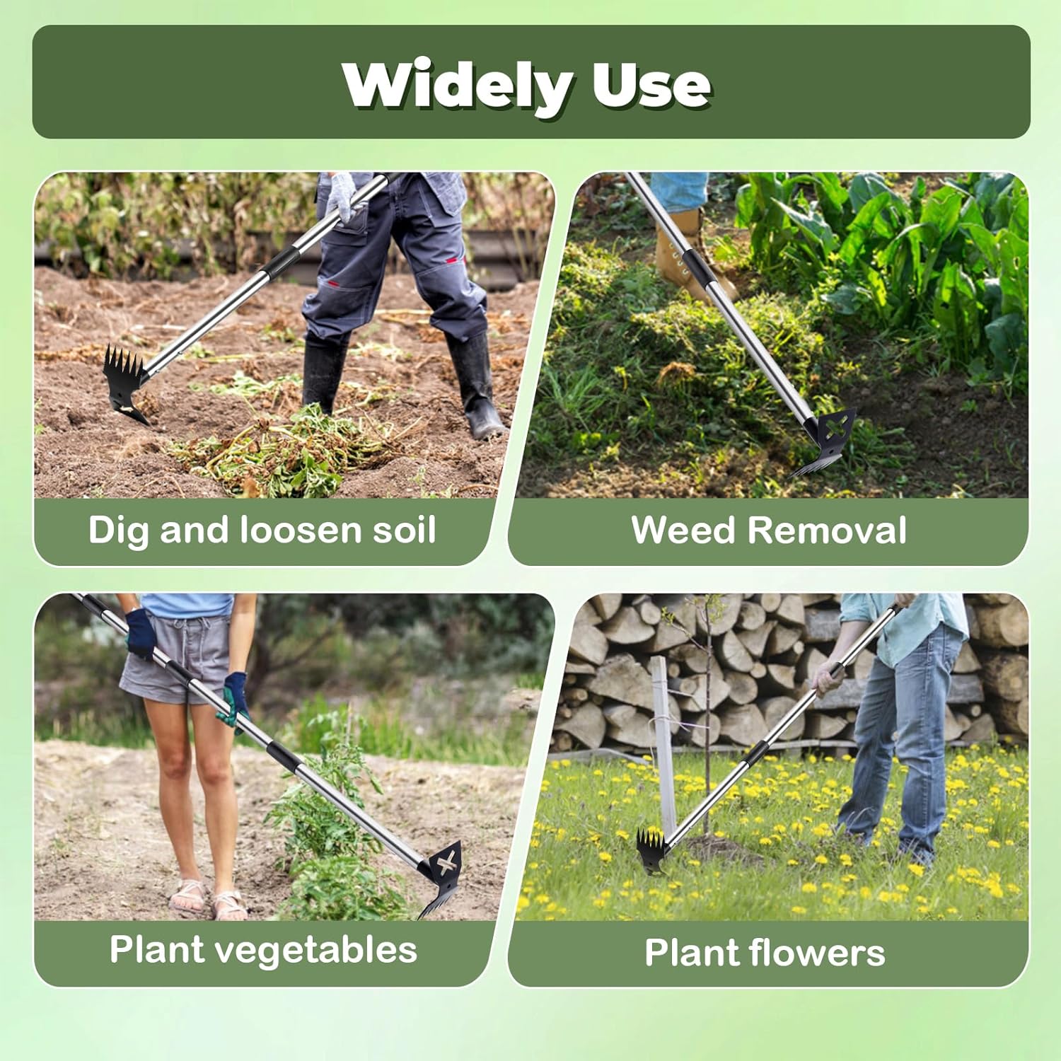 NICOFPHY Weed Puller Tool with Long Handle - 60" Manual Weeder Remover Tool