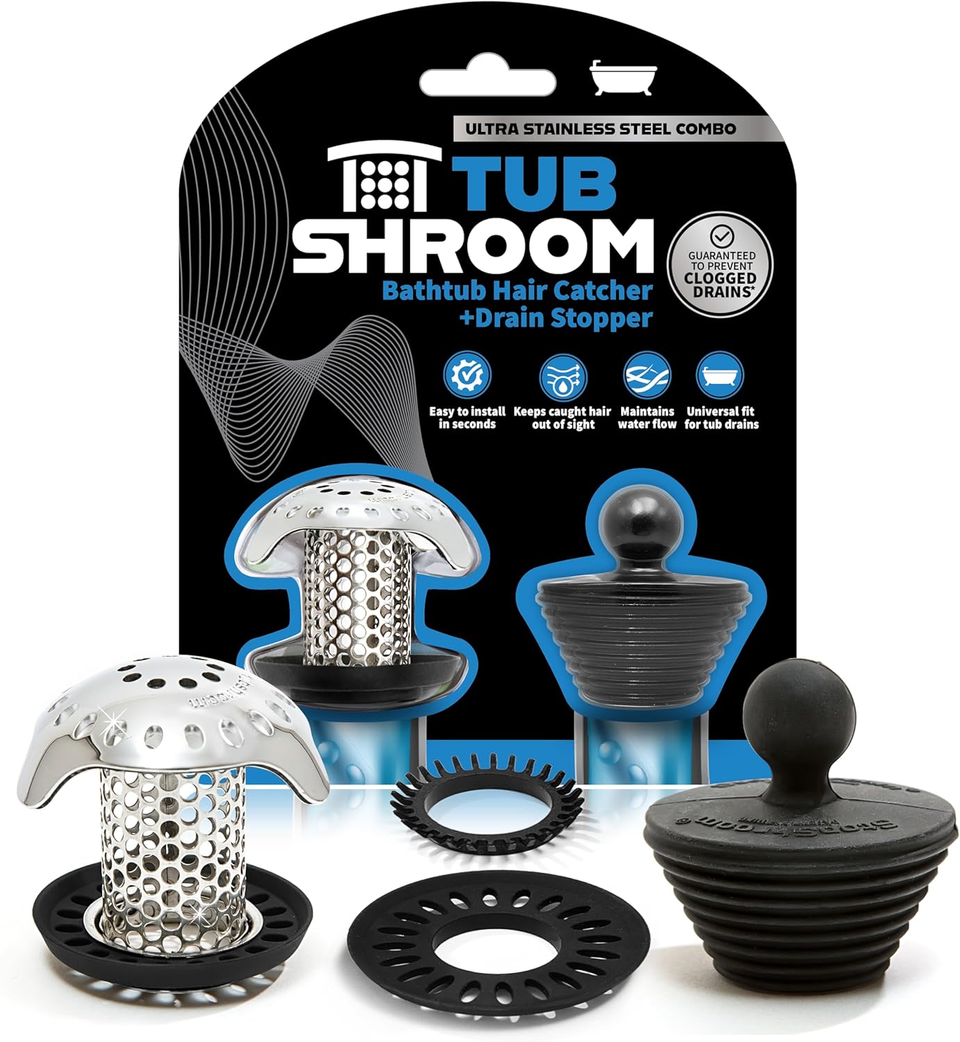 TubShroom Ultra Revolutionary Bath Tub Drain Protector Hair