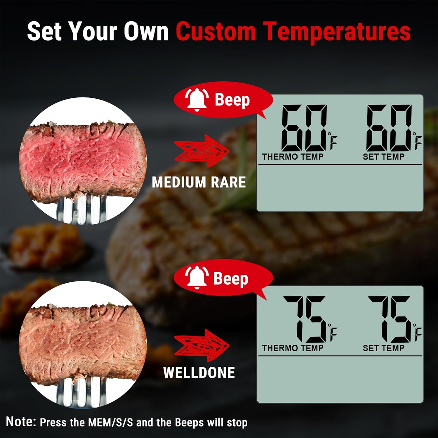TempPro TP16 Large LCD Digital Cooking Food Meat Thermometer for Smoker Oven