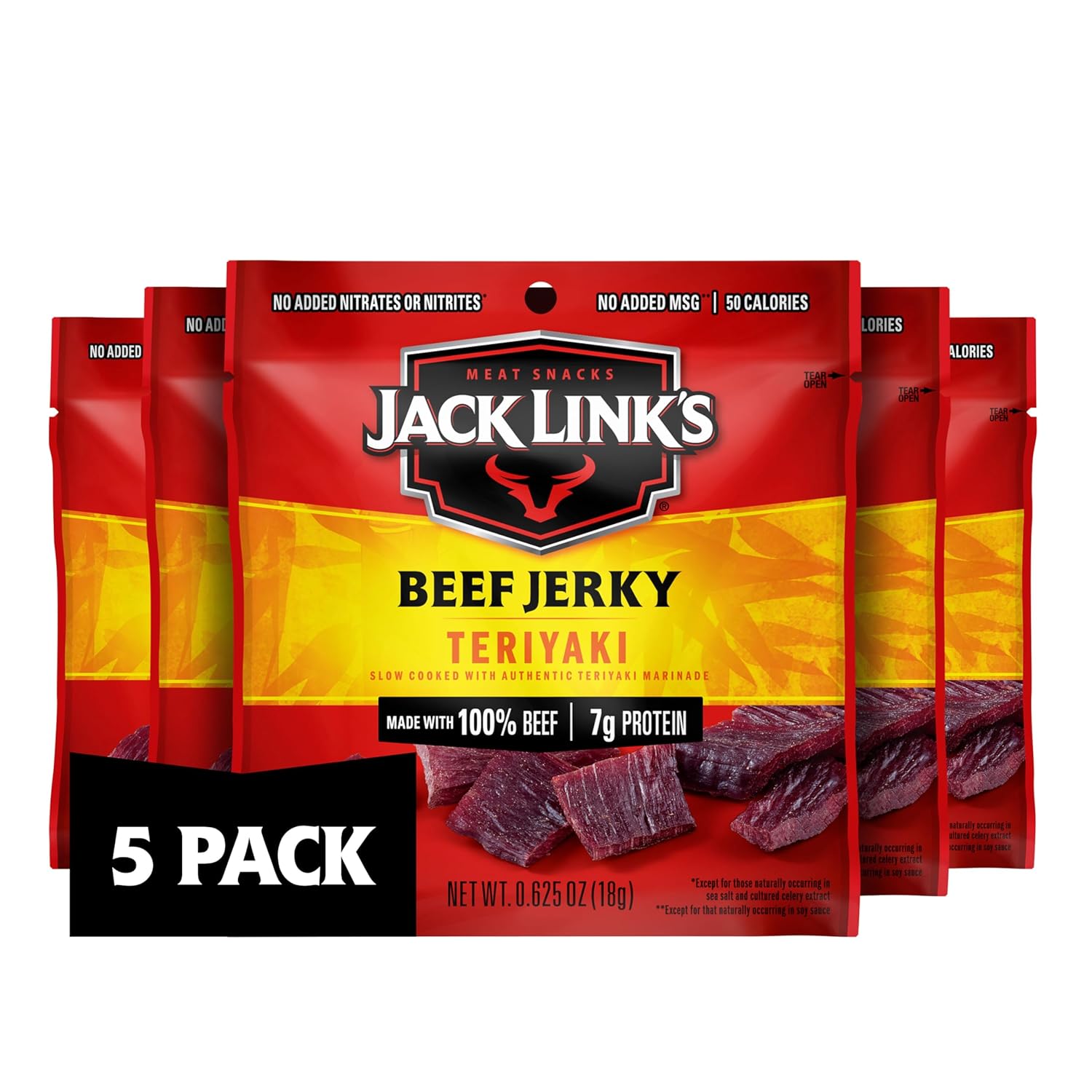 Jack Link's Teriyaki Beef Jerky Multipack - (5 Pack) 0.625 oz Bags - Ready to