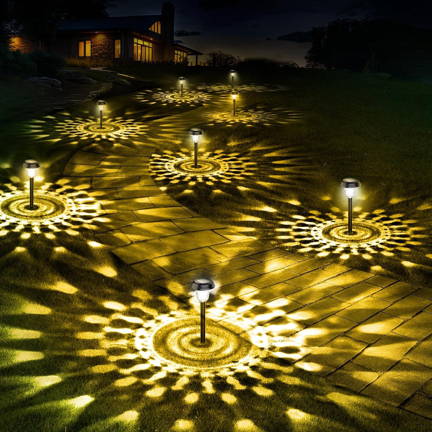10 Pack Ultra Bright Solar Lights Outdoor Waterproof, from Dusk to Dawn Up to