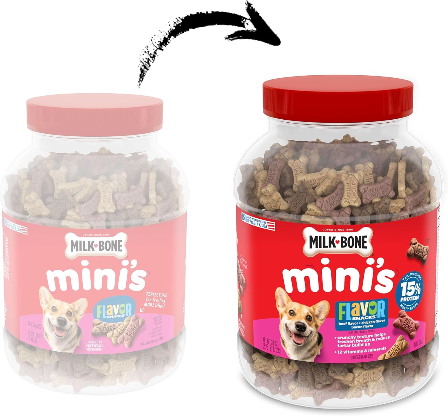 Milk-Bone Flavor Snacks Mini‰۪s Dog Biscuits, Flavored Crunchy Dog Treats, 36