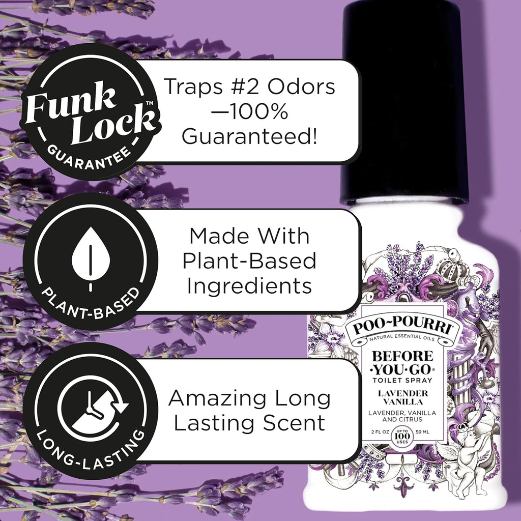 Poo-Pourri Before-You-Go Toilet Spray, Lavender Vanilla, 2 Fl Oz, Up to 100