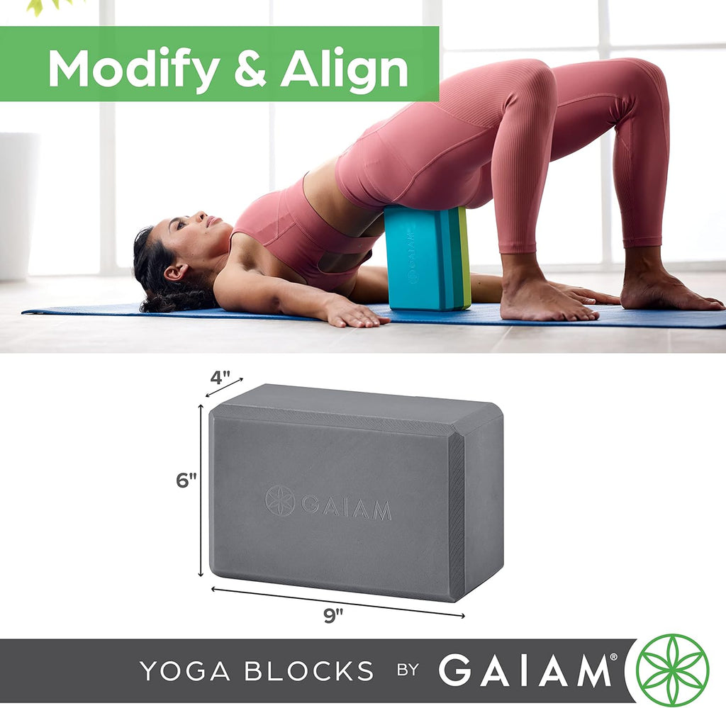 Gaiam Yoga Block - Supportive Latex-Free Eva Foam - Soft Non-Slip Surface