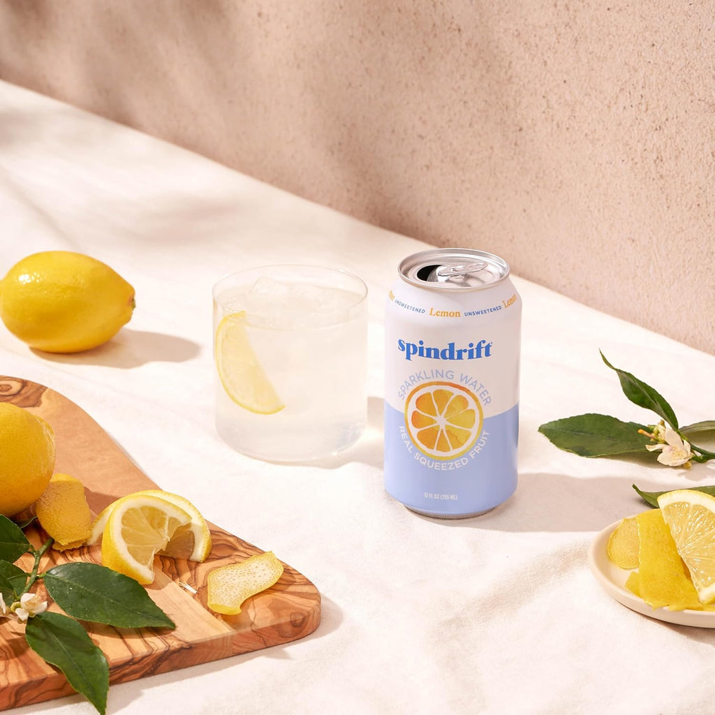 Spindrift Sparkling Water, Lemon Flavored, Made with Real Squeezed Fruit, 12