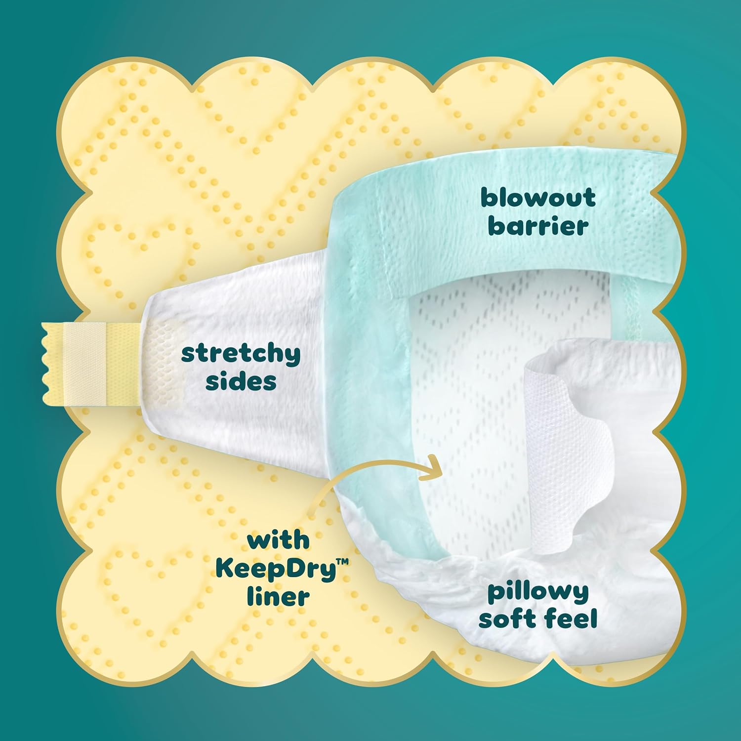 Pampers Swaddlers Diapers, Size 4 (15-34 lbs), 150 Count, Absorbent, Keeps