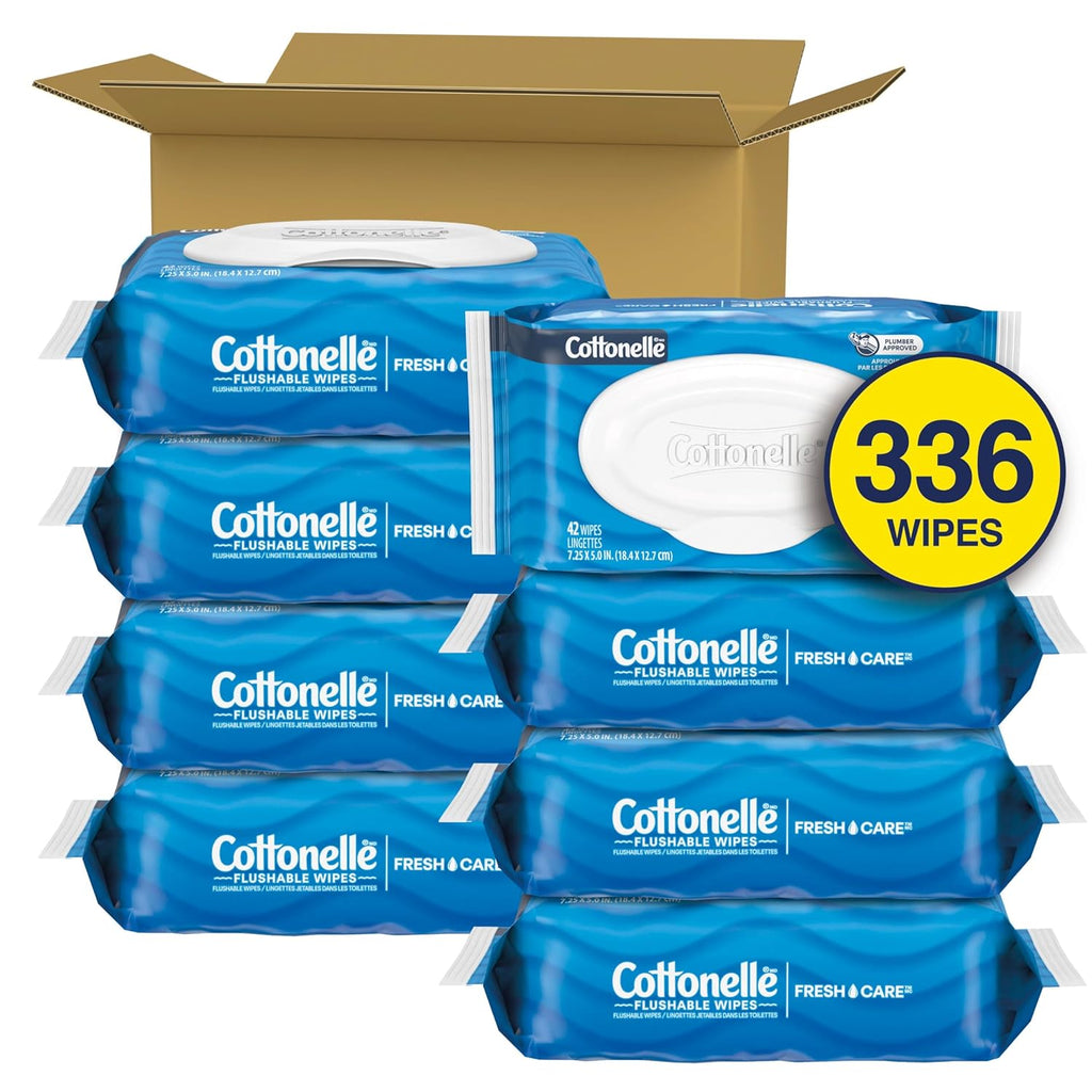 Cottonelle Fresh Feel Flushable Wet Wipes, Adult Wet Wipes, 8 Flip-Top Packs