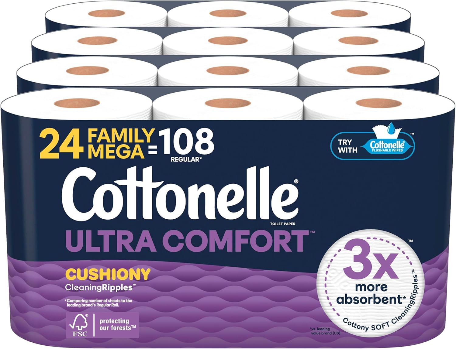 Cottonelle Ultra Comfort Toilet Paper with Cushiony CleaningRipples Texture