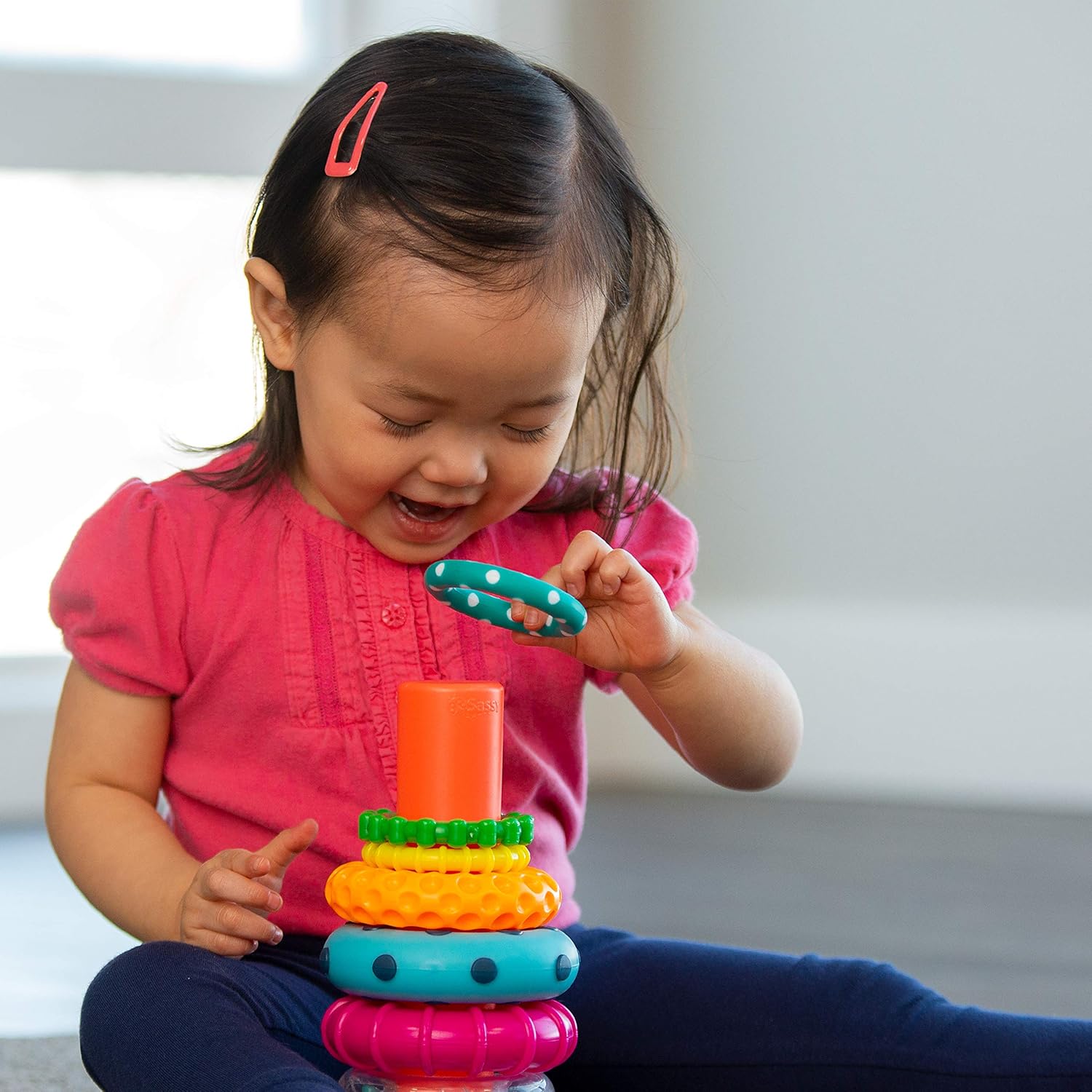 Sassy Stacks of Circles Stacking Ring STEM Learning Toy, Age 6+ Months