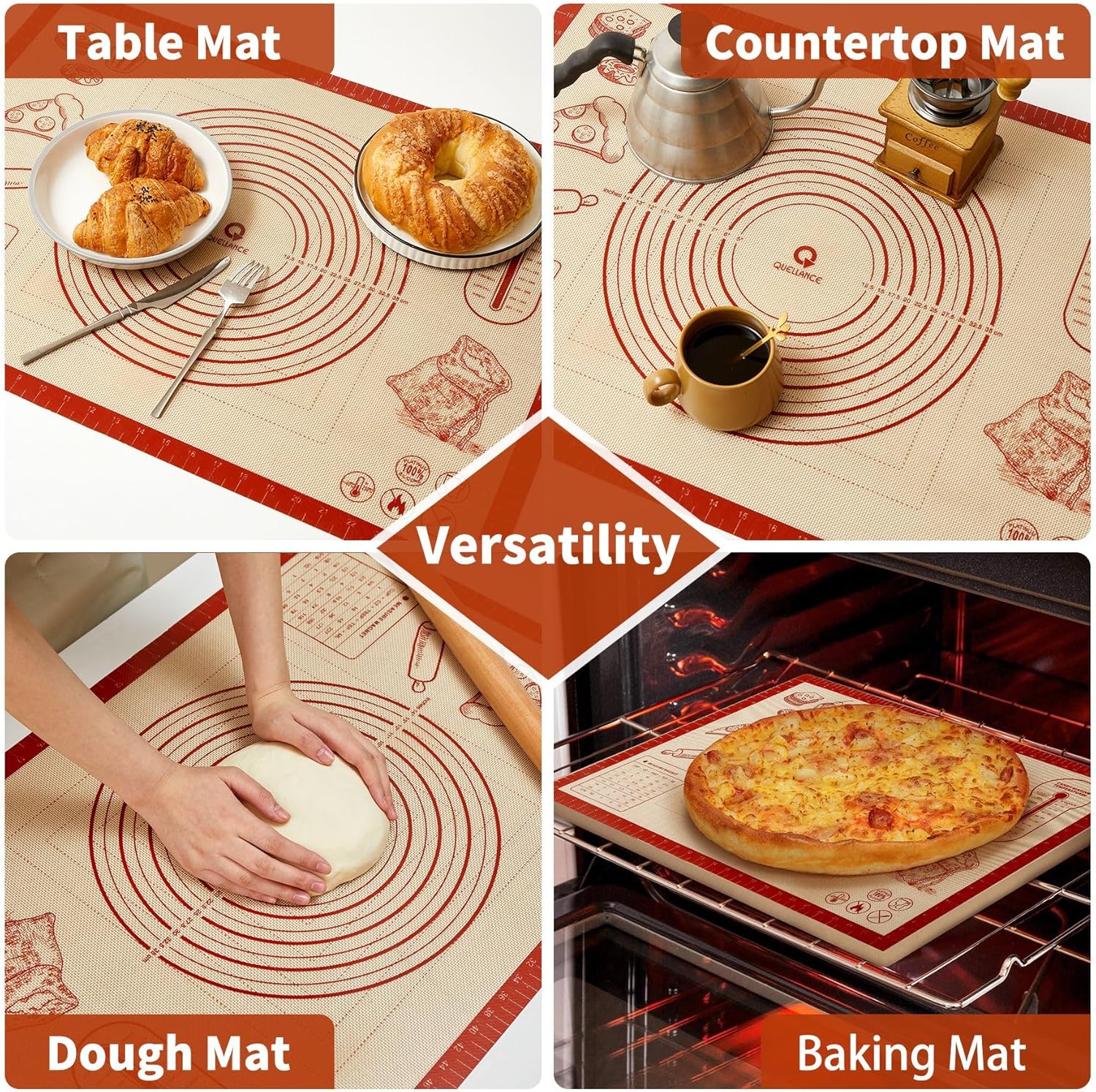 Silicone Baking Pastry Dough Mat - 28x20Inch Extra Large Cookie Bread Rolling