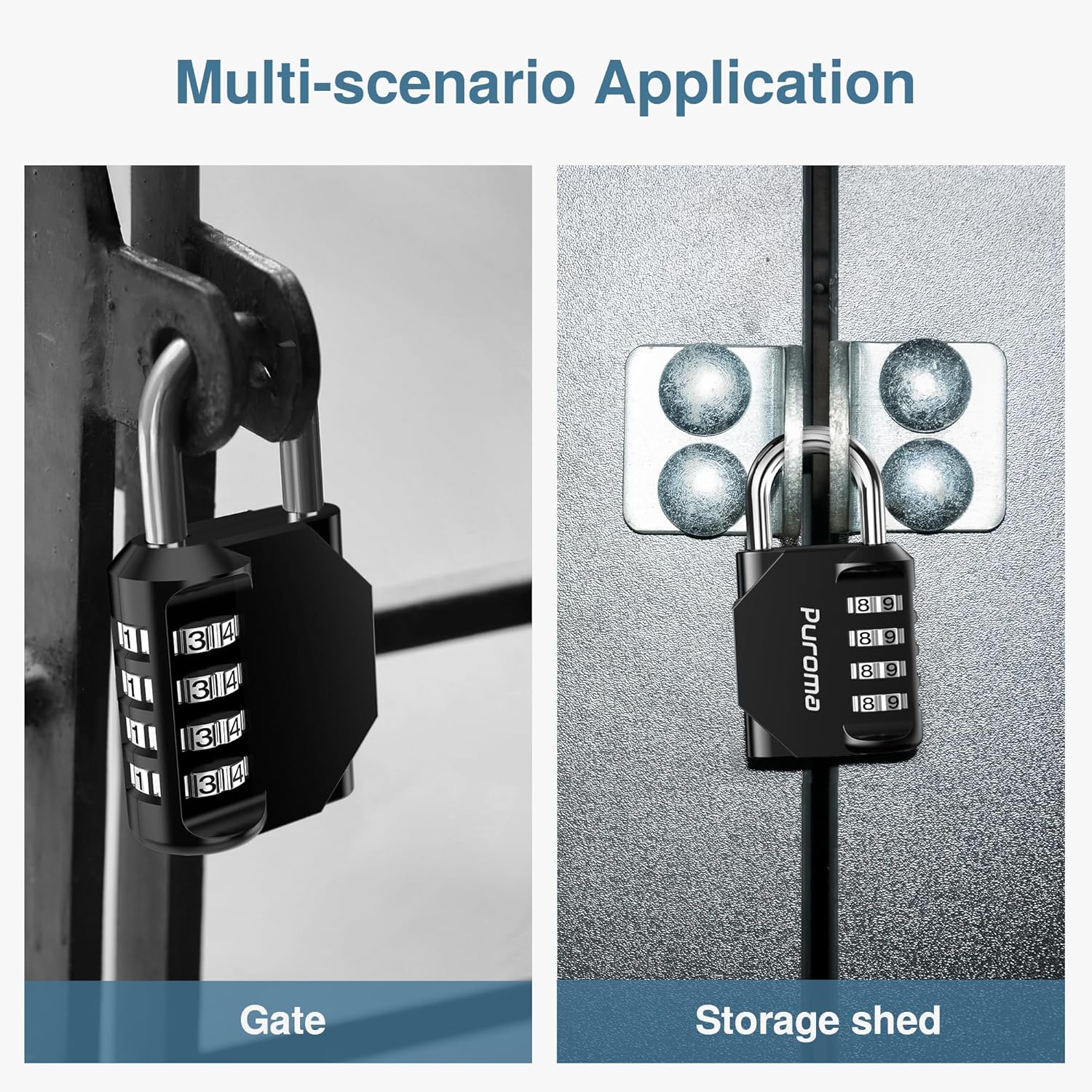 Puroma 2 Pack Combination Lock for Locker 4 Digit Outdoor Waterproof Padlock
