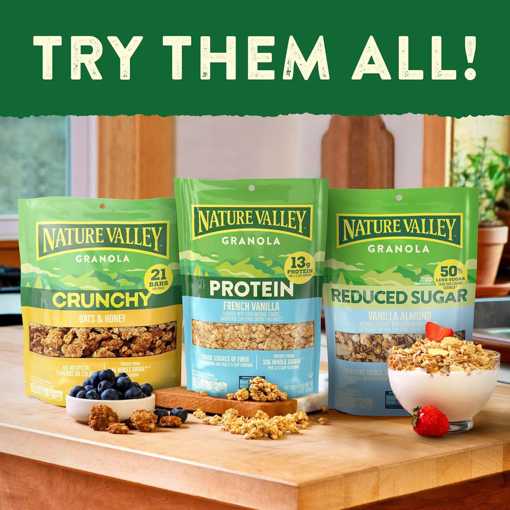 Nature Valley Protein Granola, Oats and Honey Granola, Resealable Snack