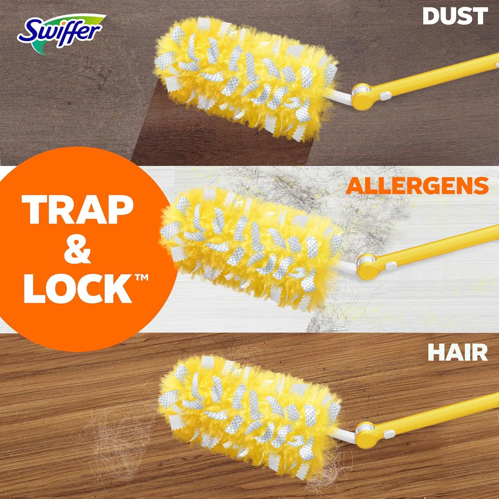 Swiffer Duster Kit with 3 ft Extendable Handle, Heavy Duty Dusting Starter