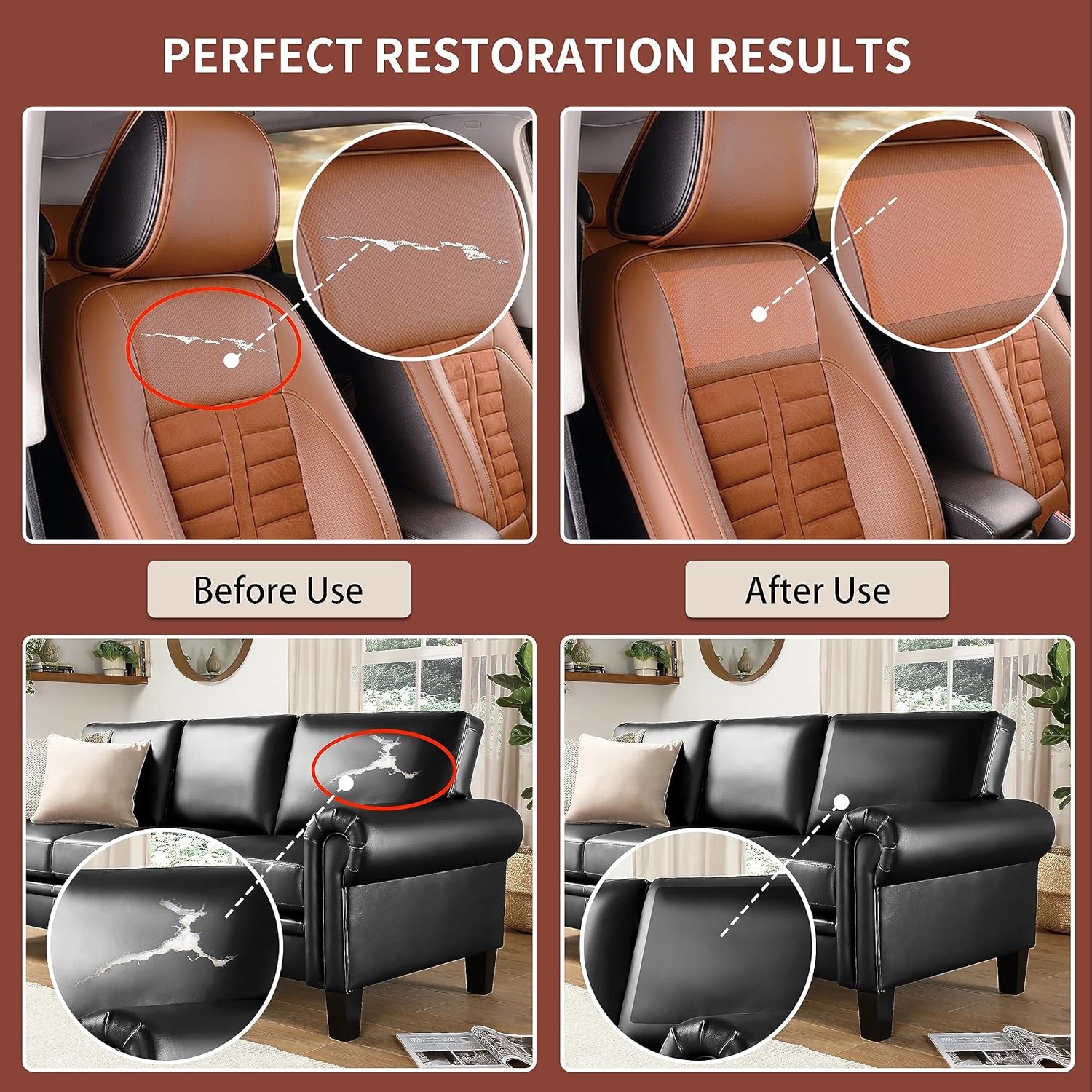 Besezx Leather Repair Patch Tape Kit, Self Adhesive Leather Repair for