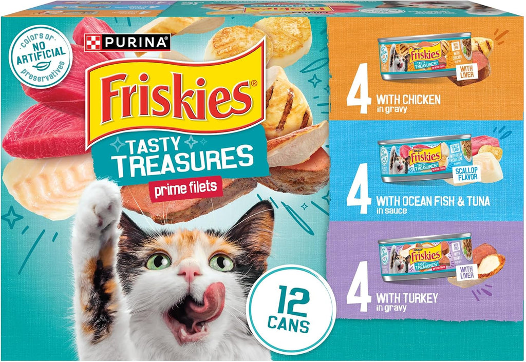 Purina Friskies Wet Cat Food Variety Pack, Tasty Treasures Prime Filets (With
