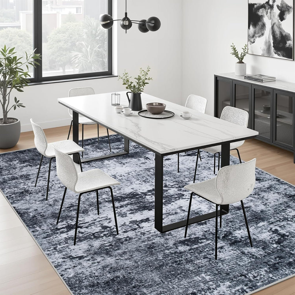 5x7 Area Rug Living Room Rug: Washable Modern Abstract Soft Thin Rug Indoor