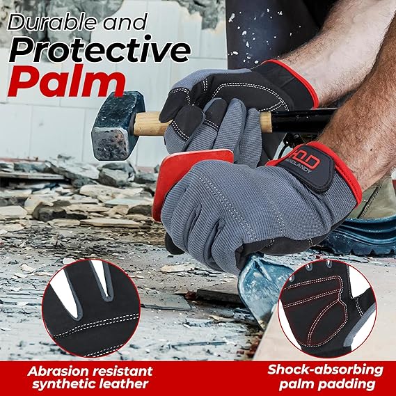 HANDLANDY Work Gloves for Men & Women, Utility Mechanic Working Gloves Touch