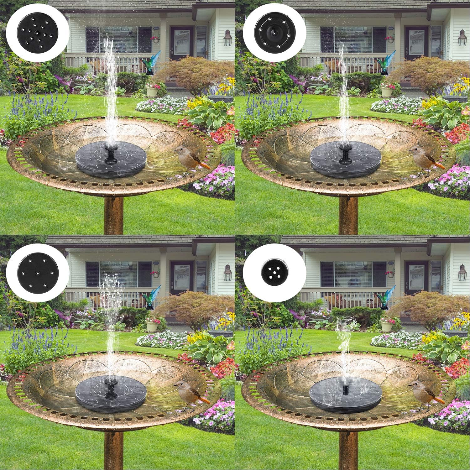 Mademax Solar Bird Bath Fountains, Upgrade 1.4W Solar Fountain Pump with 6