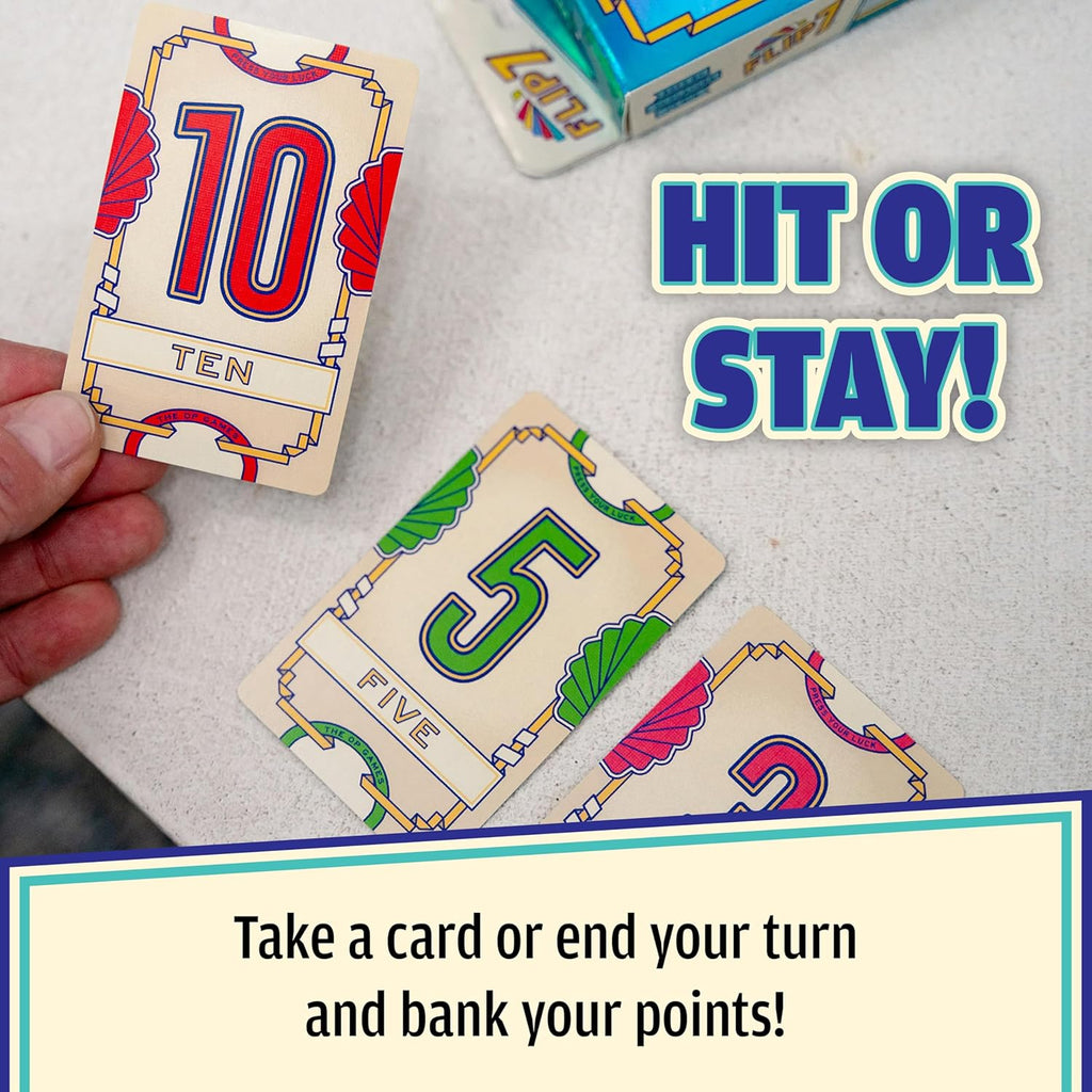 USAOPOLY Flip 7, The Ultimate Blend of Press Your Luck & Strategy, Fast-Paced