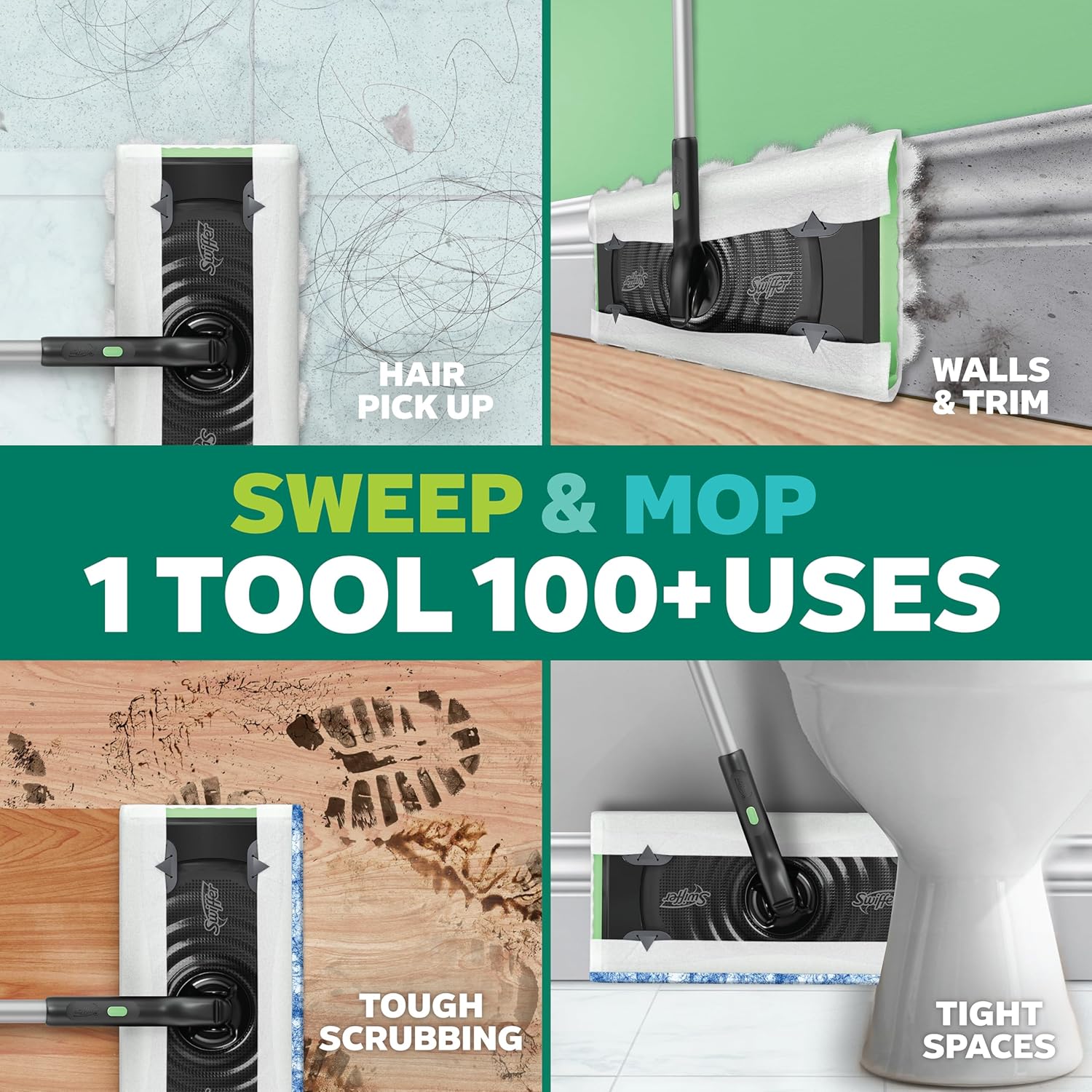 Swiffer Sweep & Mop Deluxe 2-in-1 Multi-Surface Kit for Floor Cleaning