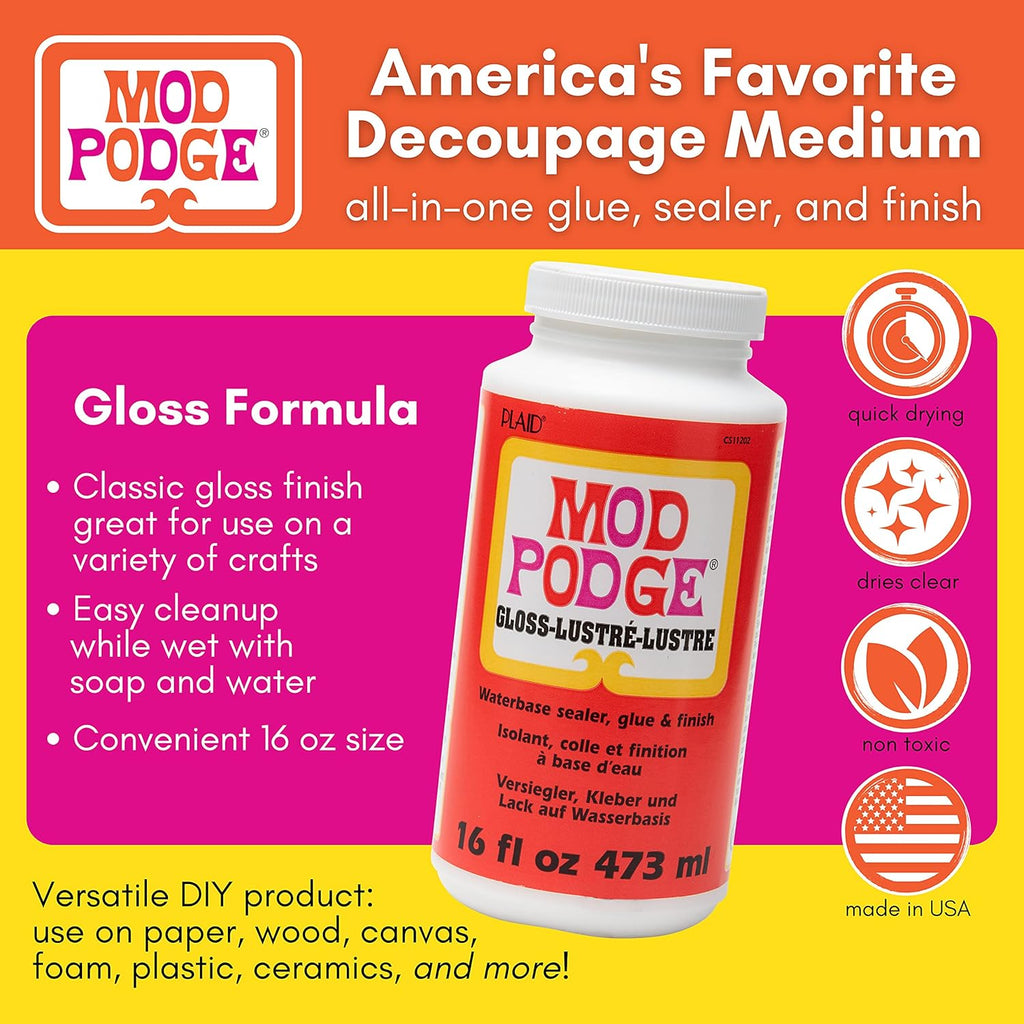 Mod Podge Gloss Sealer, Glue & Finish: All-in-One Craft Solution- Quick Dry