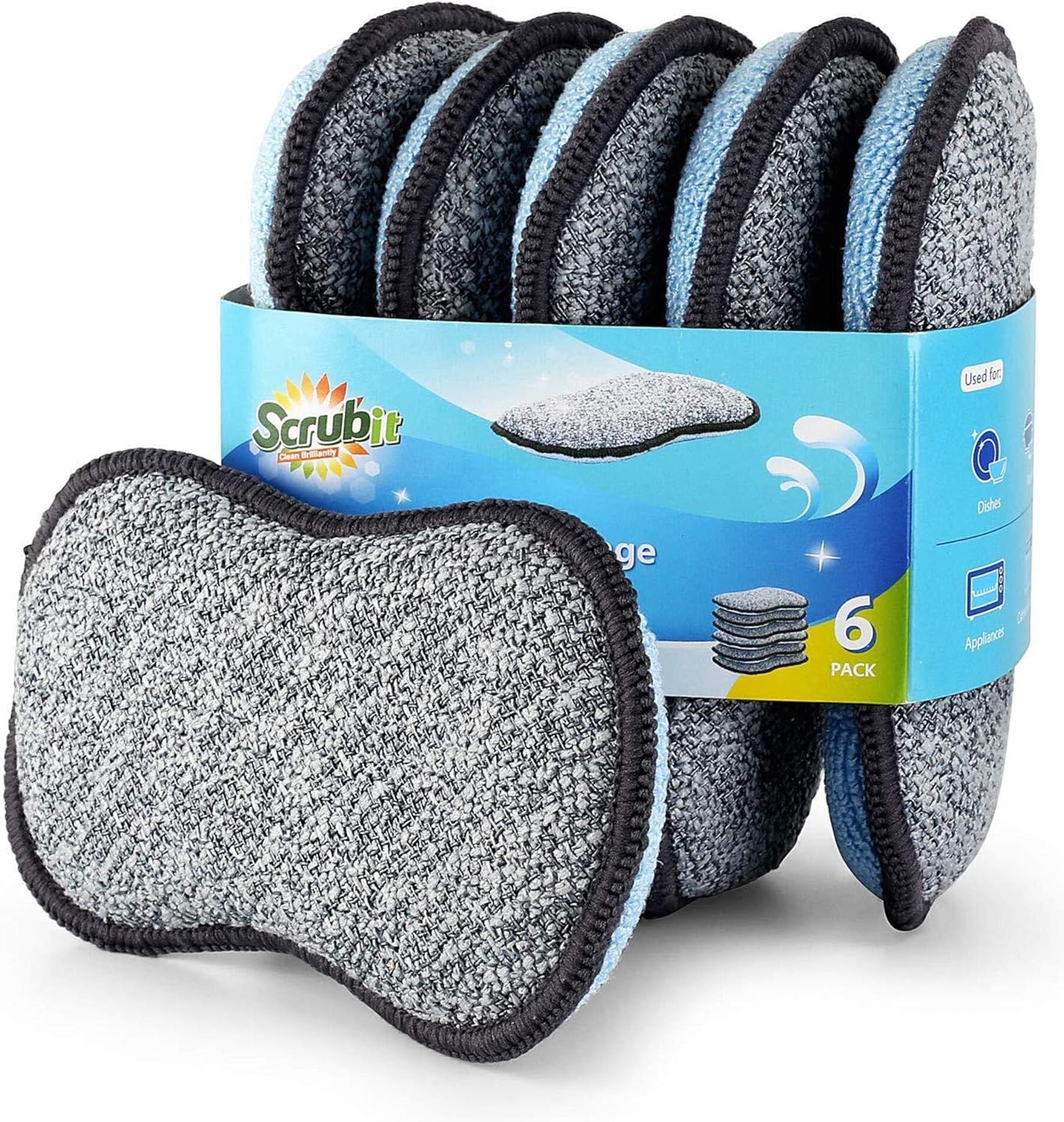 Multi-Purpose Sponges Kitchen by Scrub-it - Non-Scratch Microfiber sponges