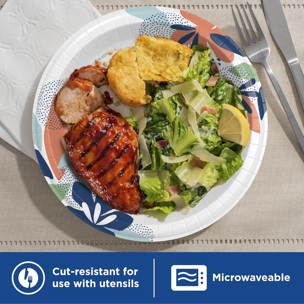 Dixie Large Paper Plates, 10 Inch, 150 Count, 2X Stronger*, Microwave-Safe