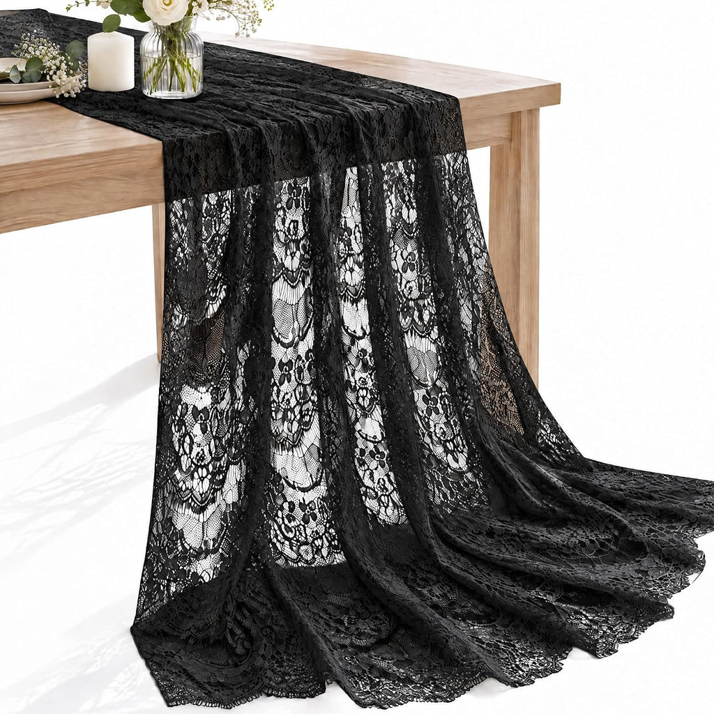 CONGREGATE Floral Lace Fabric 1 Yard 59 Inch Wide Black 100% Polyester Non Stretch Lace