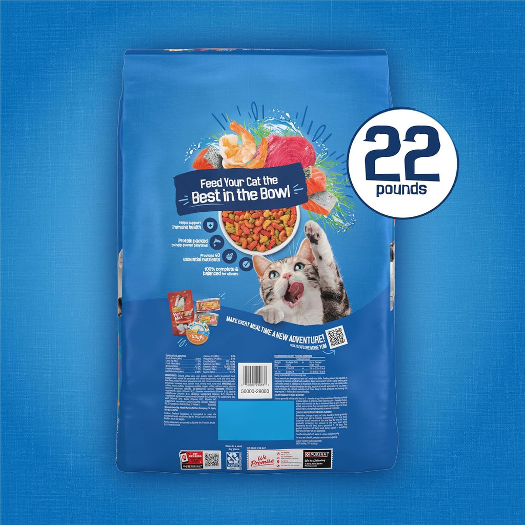 Purina Friskies Dry Cat Food Seafood Sensations With Salmon, Tuna, and Shrimp