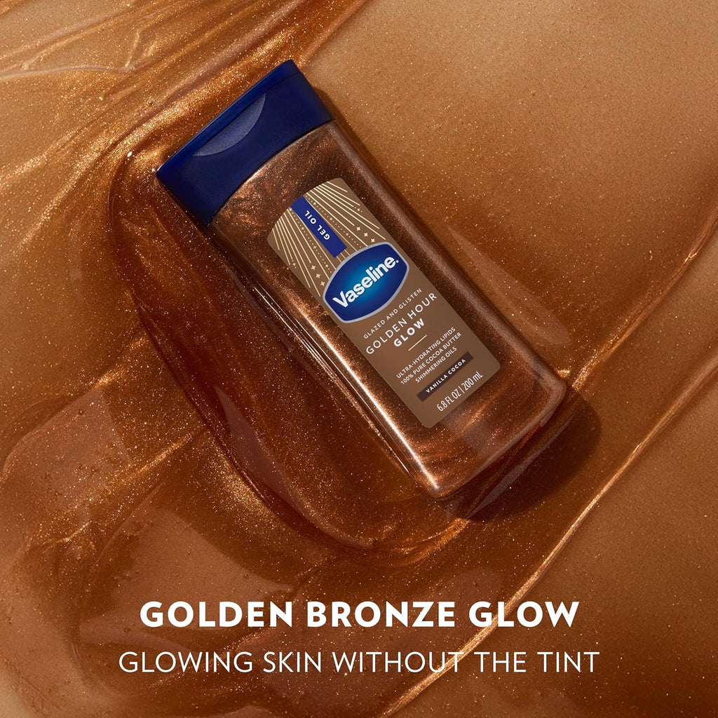 Vaseline Glazed and Glisten Golden Hour Body Gel Oil Glow Vanilla Cocoa