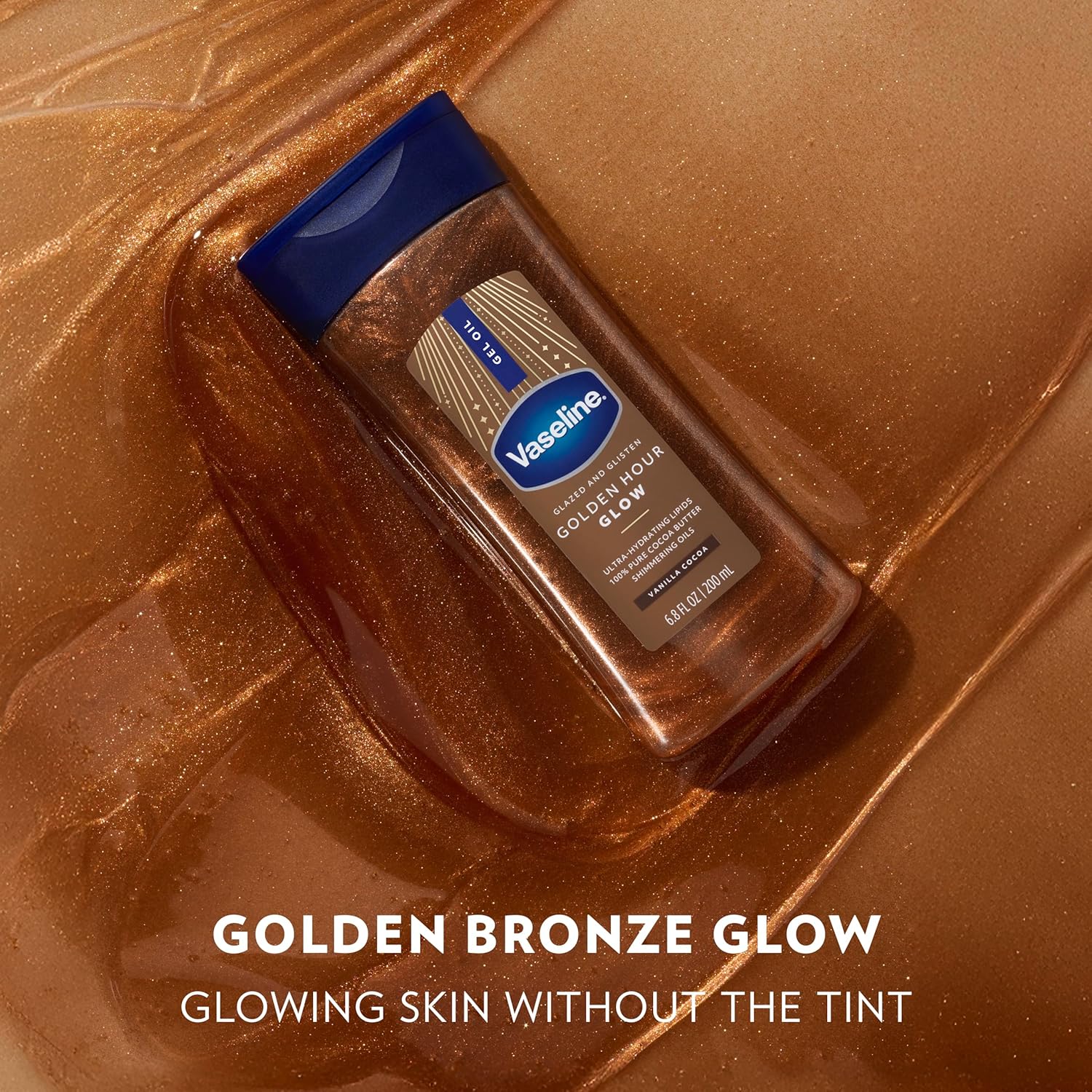 Vaseline Glazed and Glisten Golden Hour Body Gel Oil Glow Vanilla Cocoa