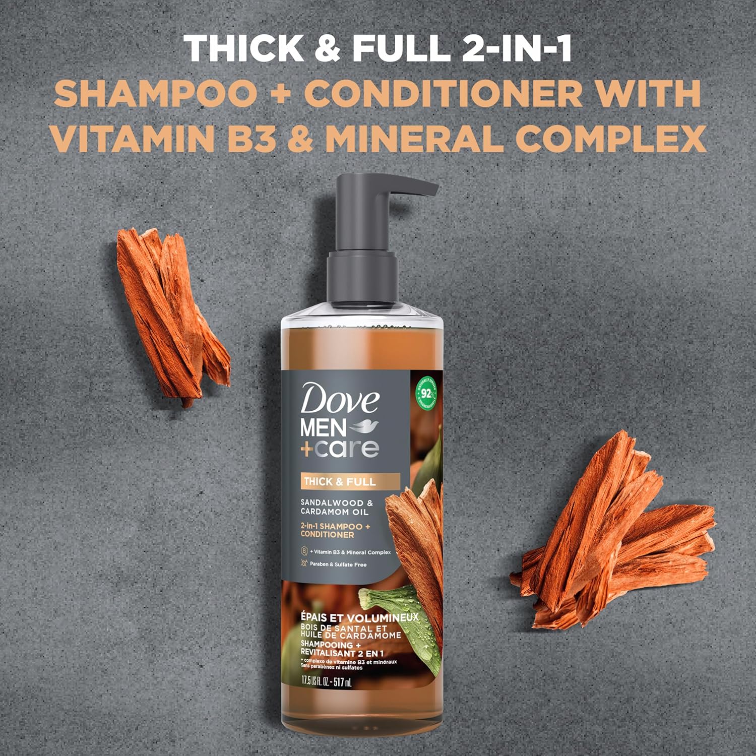DOVE MEN + CARE 2-in-1 Shampoo + Conditioner Sandalwood & Cardamom Oil for
