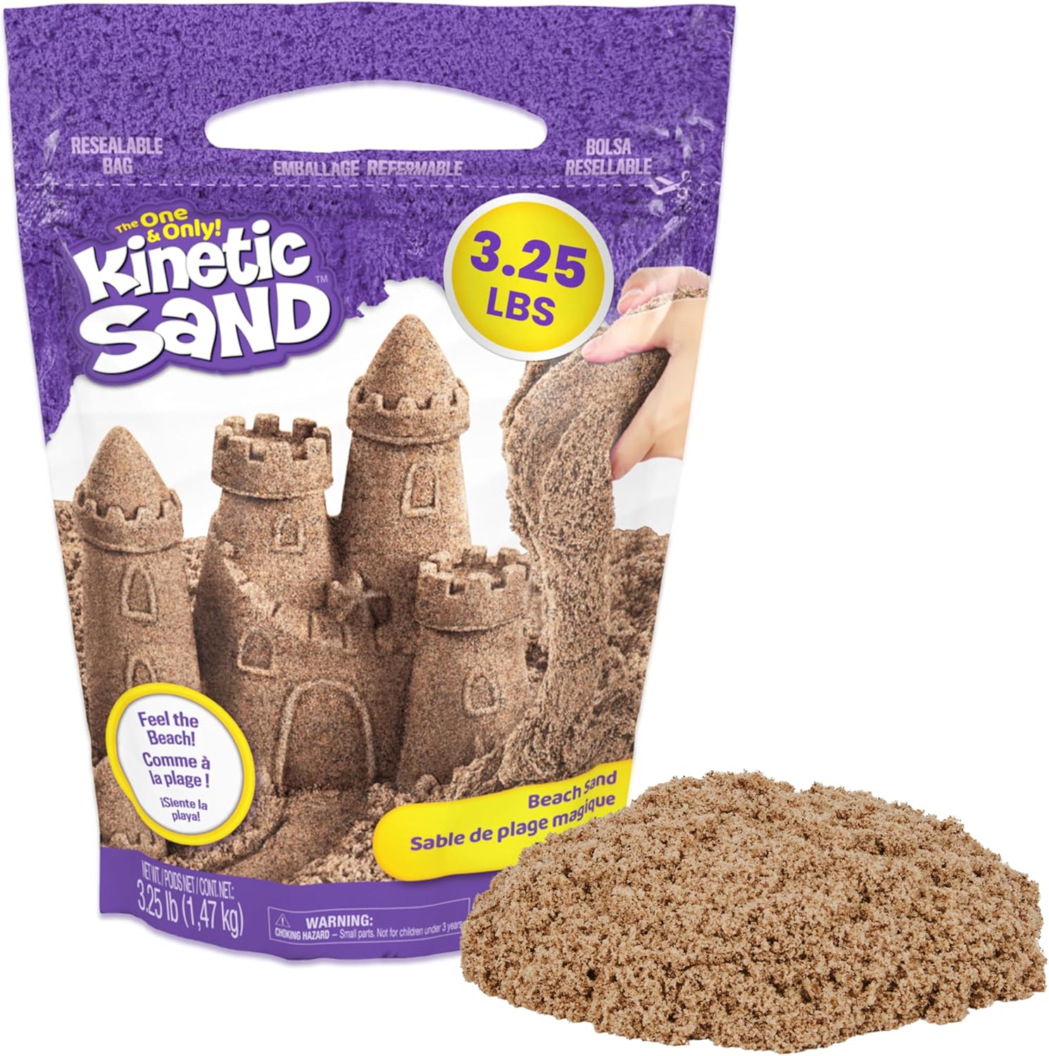 Kinetic Sand, 3.25lbs Beach Play Sand, Amazon Exclusive, Moldable Sensory