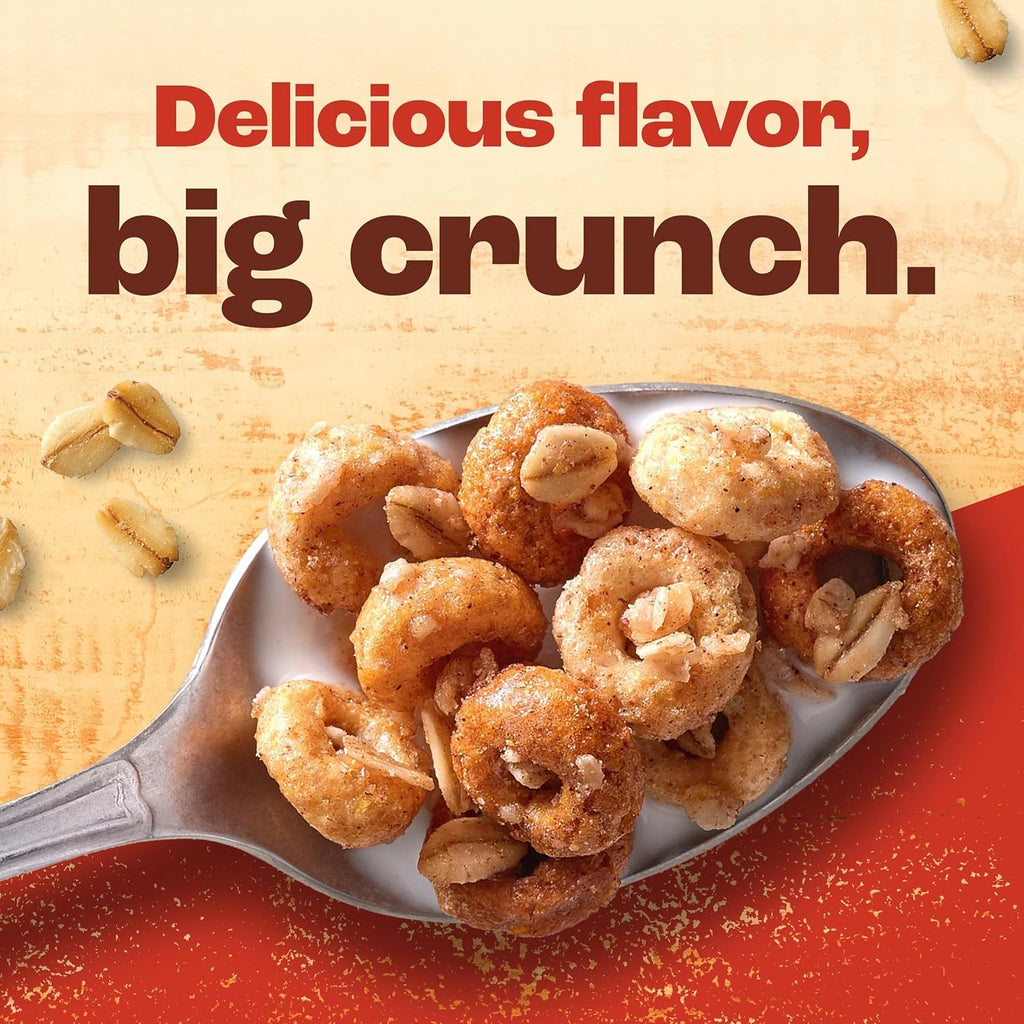 Cheerios Oat Crunch Cinnamon Breakfast Cereal, Made with Whole Grain, Family