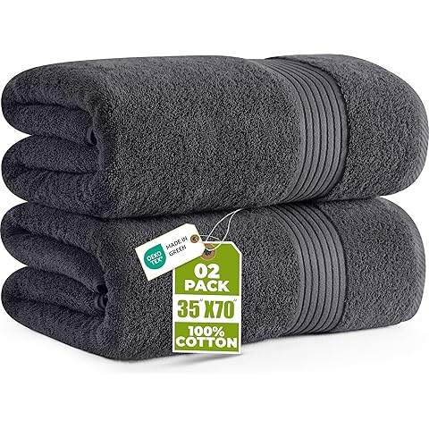 Utopia Towels Jumbo Bath Sheet 2 Piece, 600 GSM, 35 by 70 Inches, 100% Ring