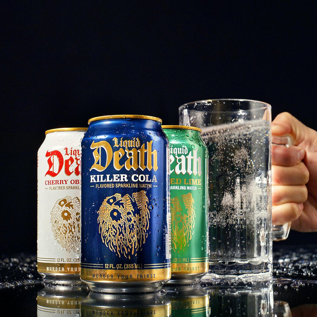 Liquid Death Soda-Flavored Sparkling Water - Cherry Obituary, Less Sugar*
