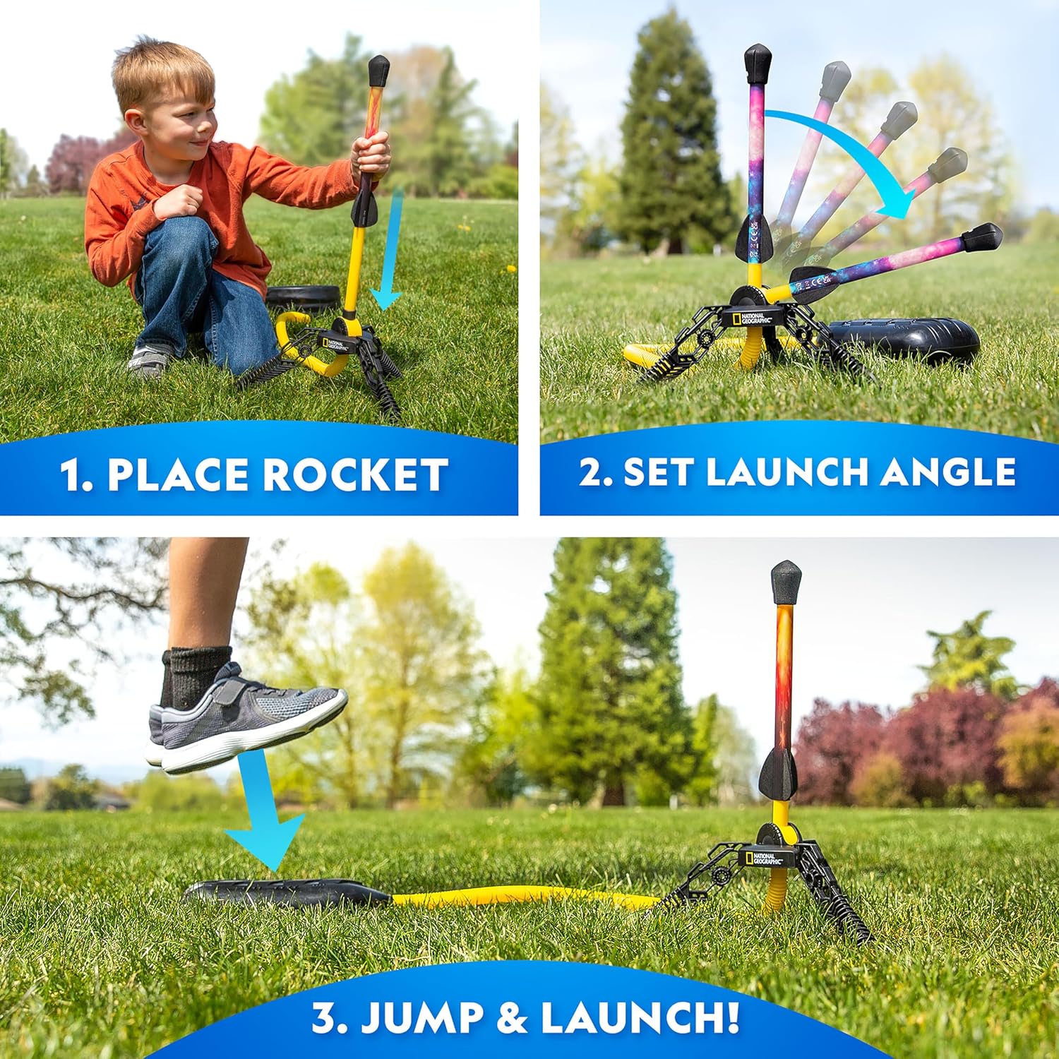 NATIONAL GEOGRAPHIC Air Rocket Toy ‰ÛÒ Ultimate LED Rocket Launcher for Kids