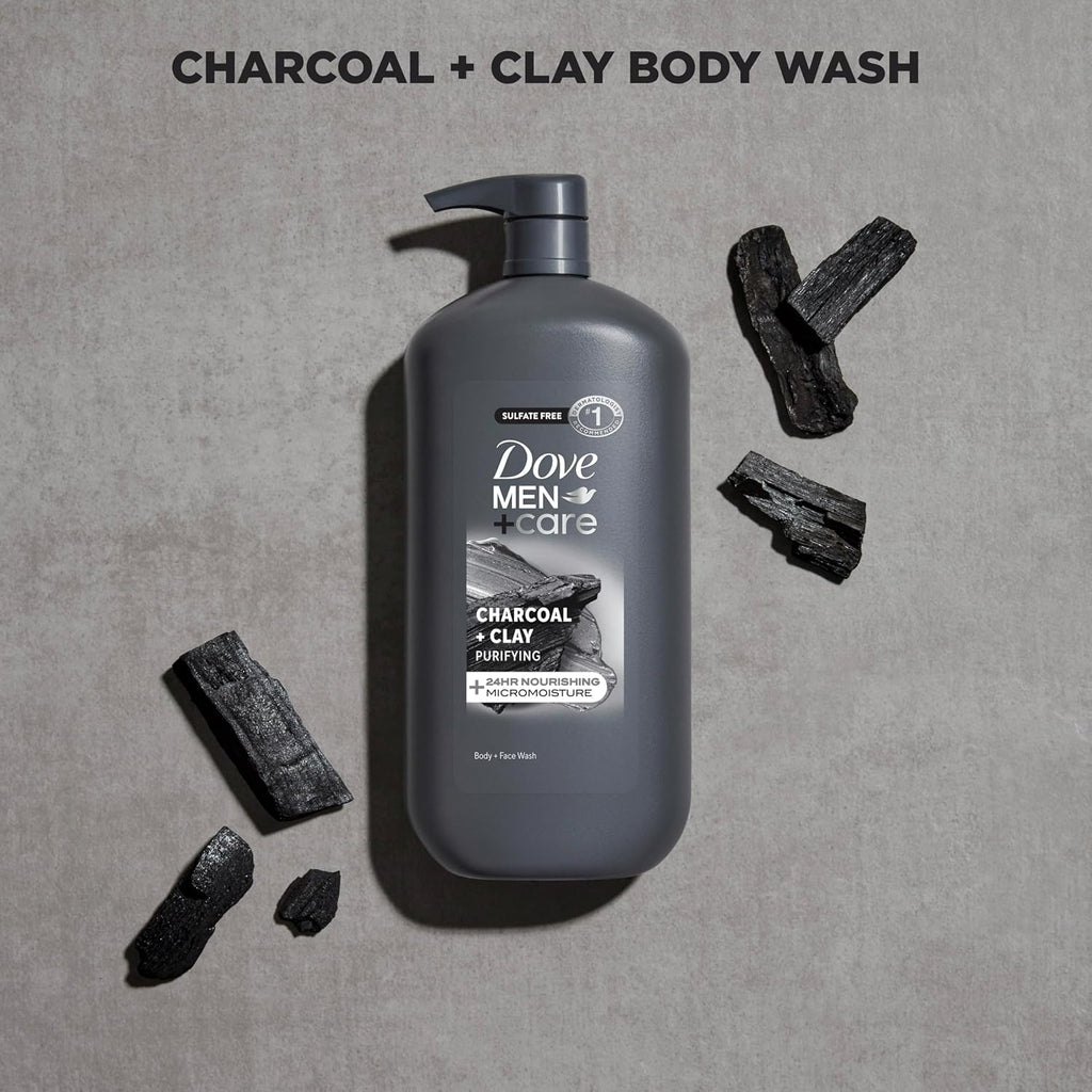 DOVE MEN + CARE Body and Face Scrub Charcoal + Clay Body Wash for Men with