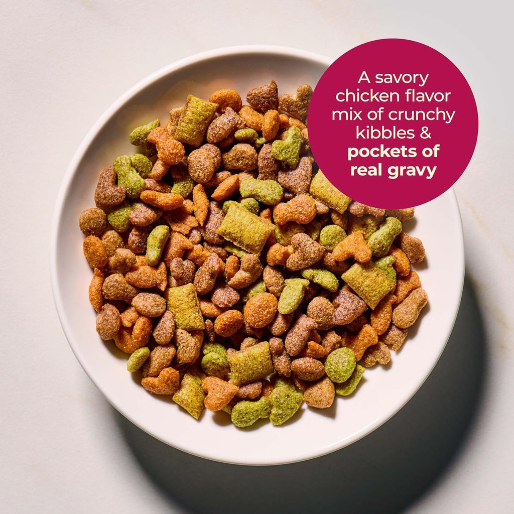 Meow Mix Gravy Bursts, Savory Chicken Flavor Mix, Gravy Filled Dry Cat Food