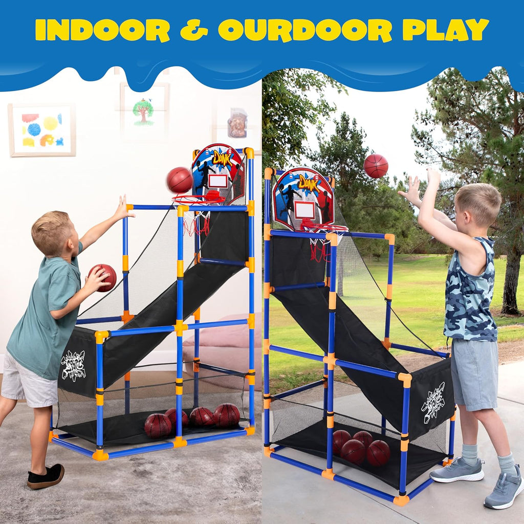 JOYIN Arcade Basketball Game Set with 4 Balls and Hoop for Kids 3 to 12 Years