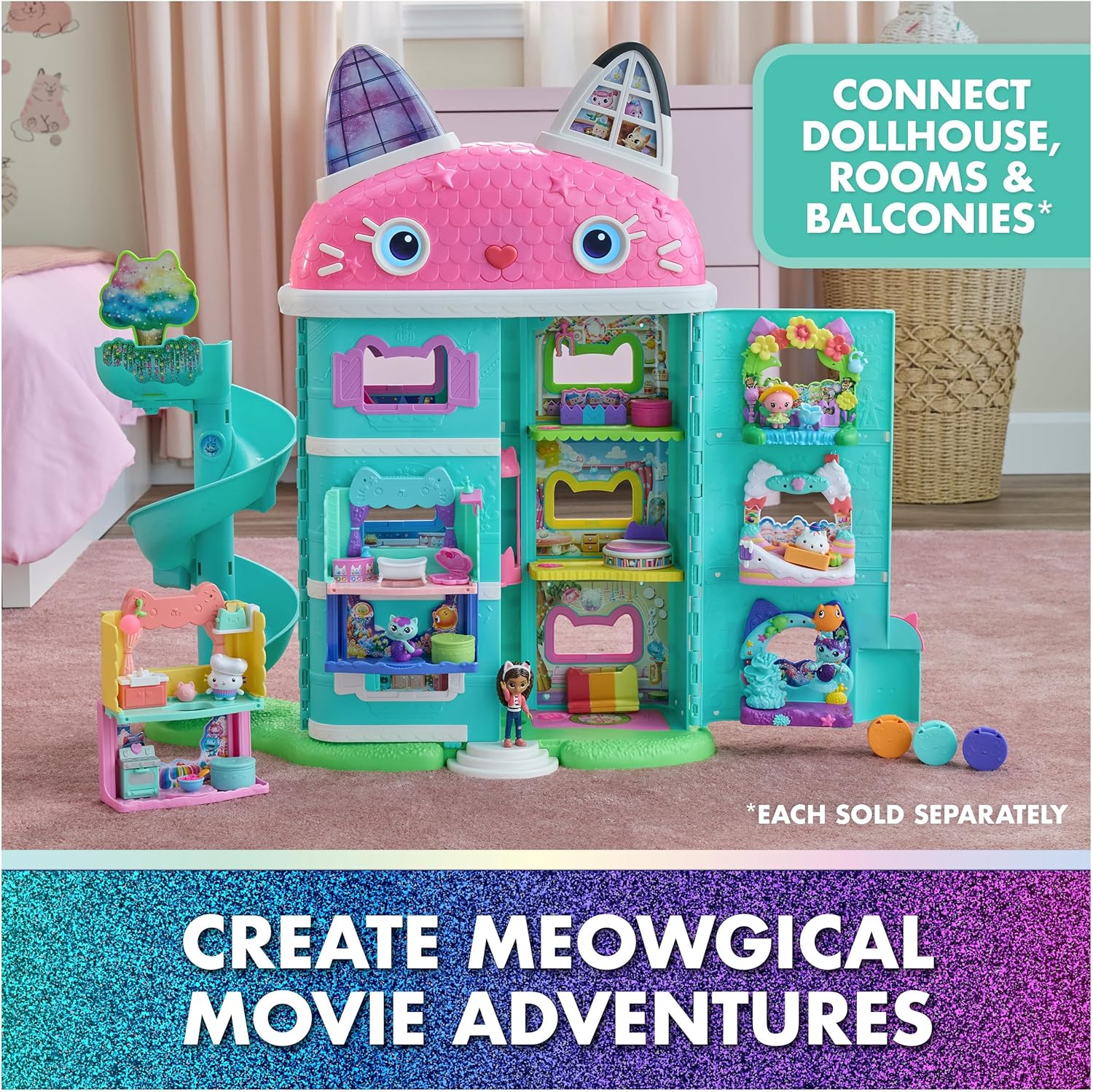 DreamWorks GABBY'S Dollhouse The Movie, Cat-Venture Crew Pack, 11-Piece Toy