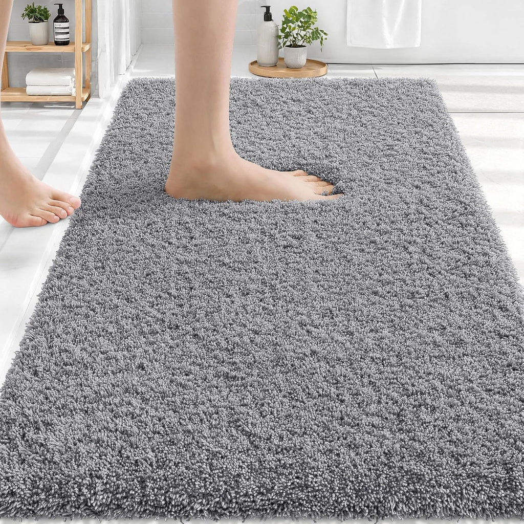 OLANLY Microfiber Bathroom Rugs 30x20, Soft Highly Absorbent Bath Mat, Grey