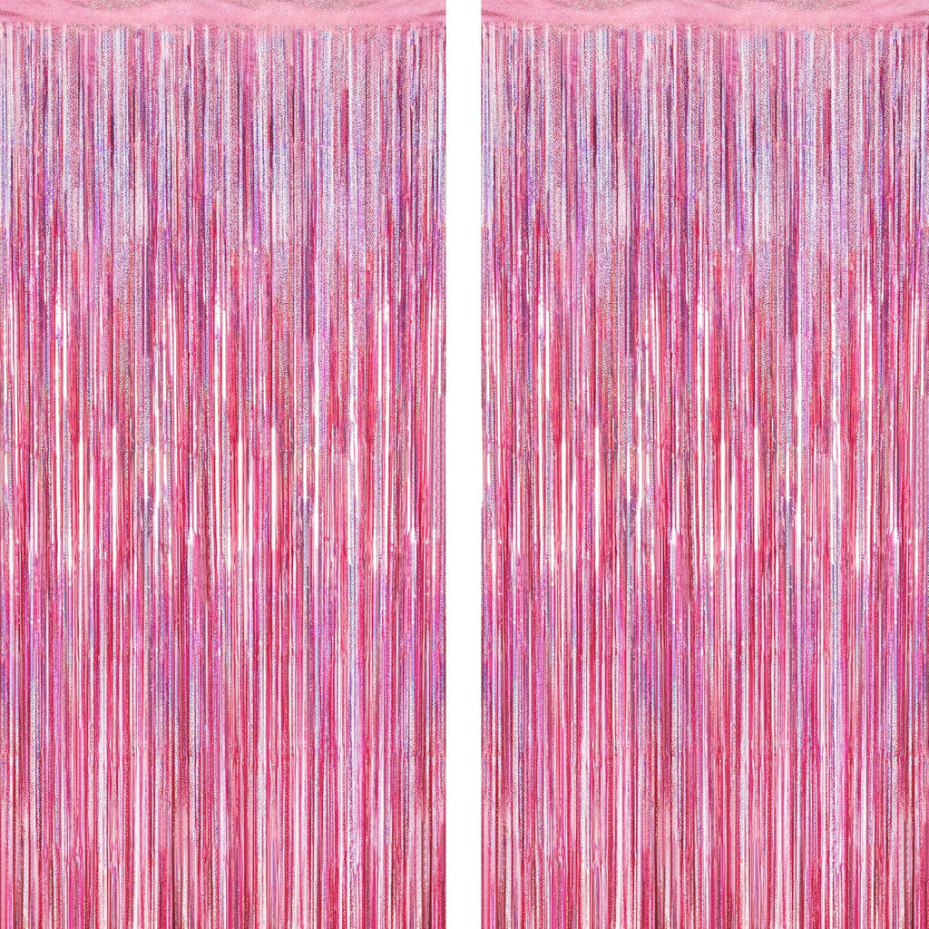 2 Pack Glitter Pink Backdrop, 3.28 FT x 7.05 FT Birthday Party Decorations