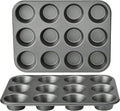 Amazon Basics Nonstick Muffin Pan, Set of 2, Sturdy, Oven Safe, Bakes Evenly